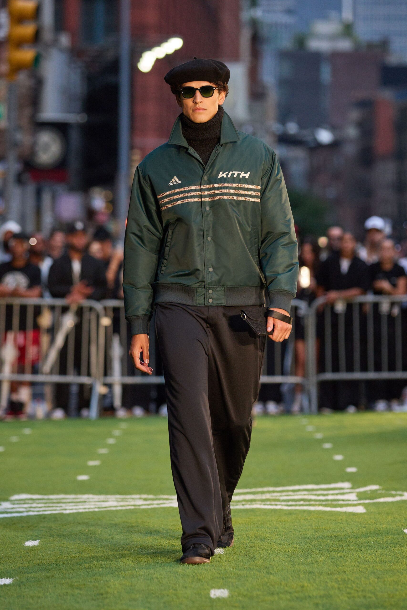 green satin long-sleeve collared relaxed zippered jacket