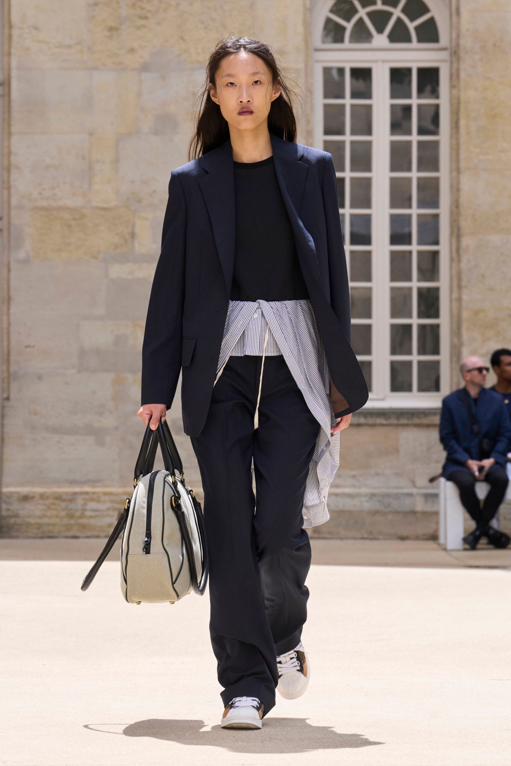 black blazer with relaxed pants