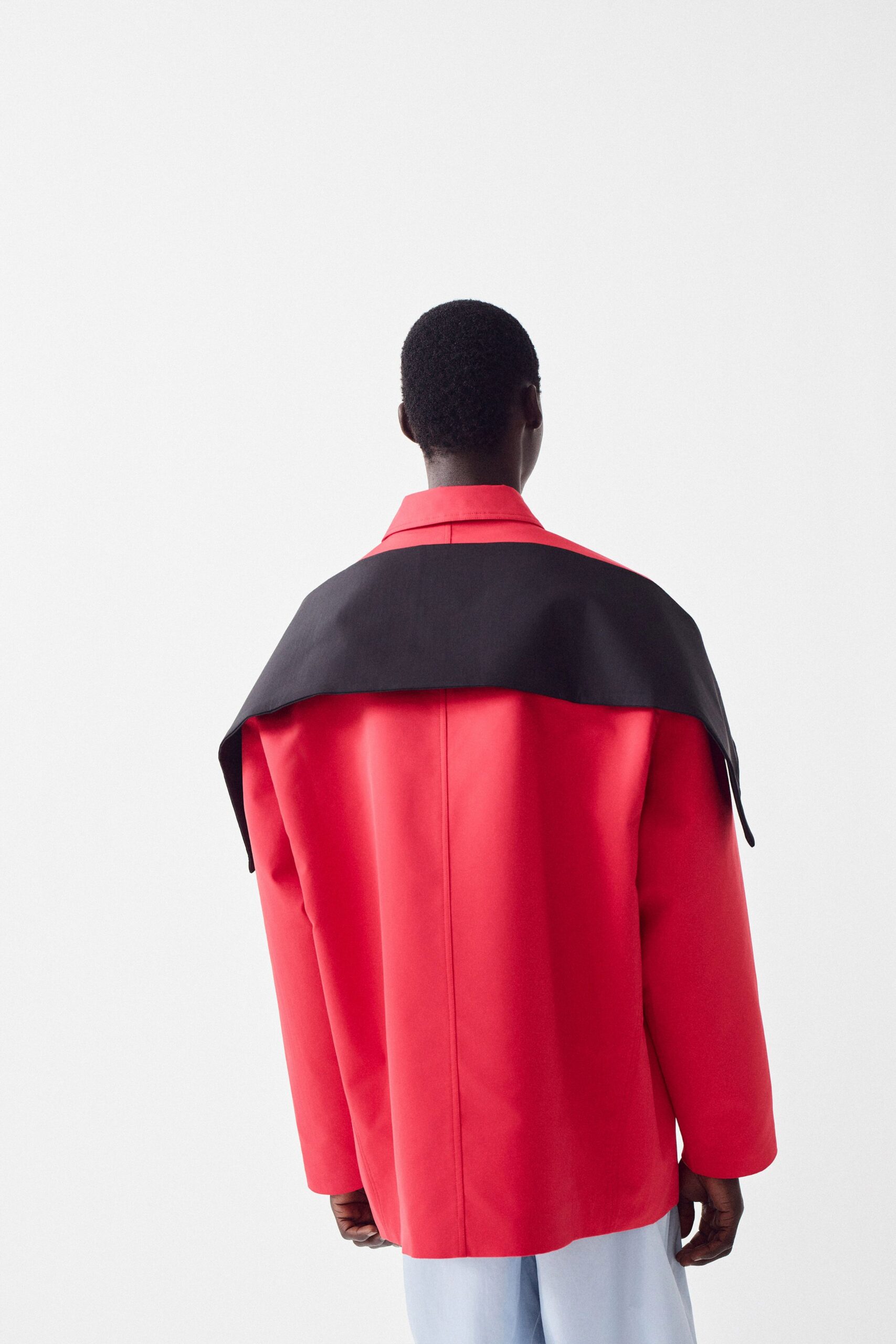 red relaxed jacket with black detail