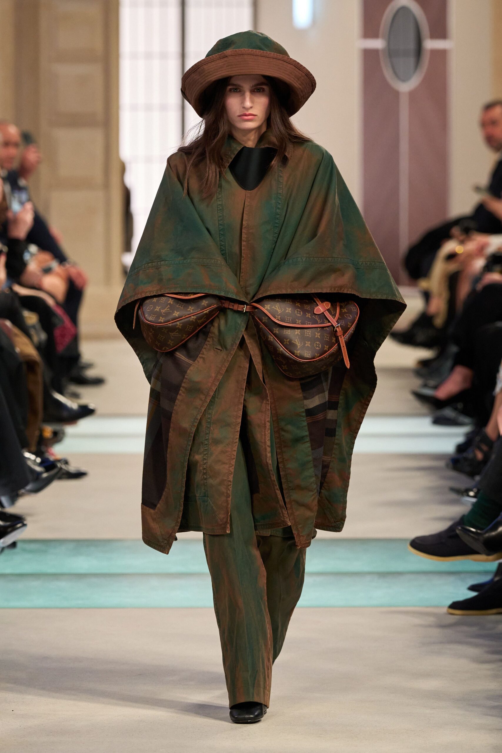 green silk sleeveless relaxed layered poncho