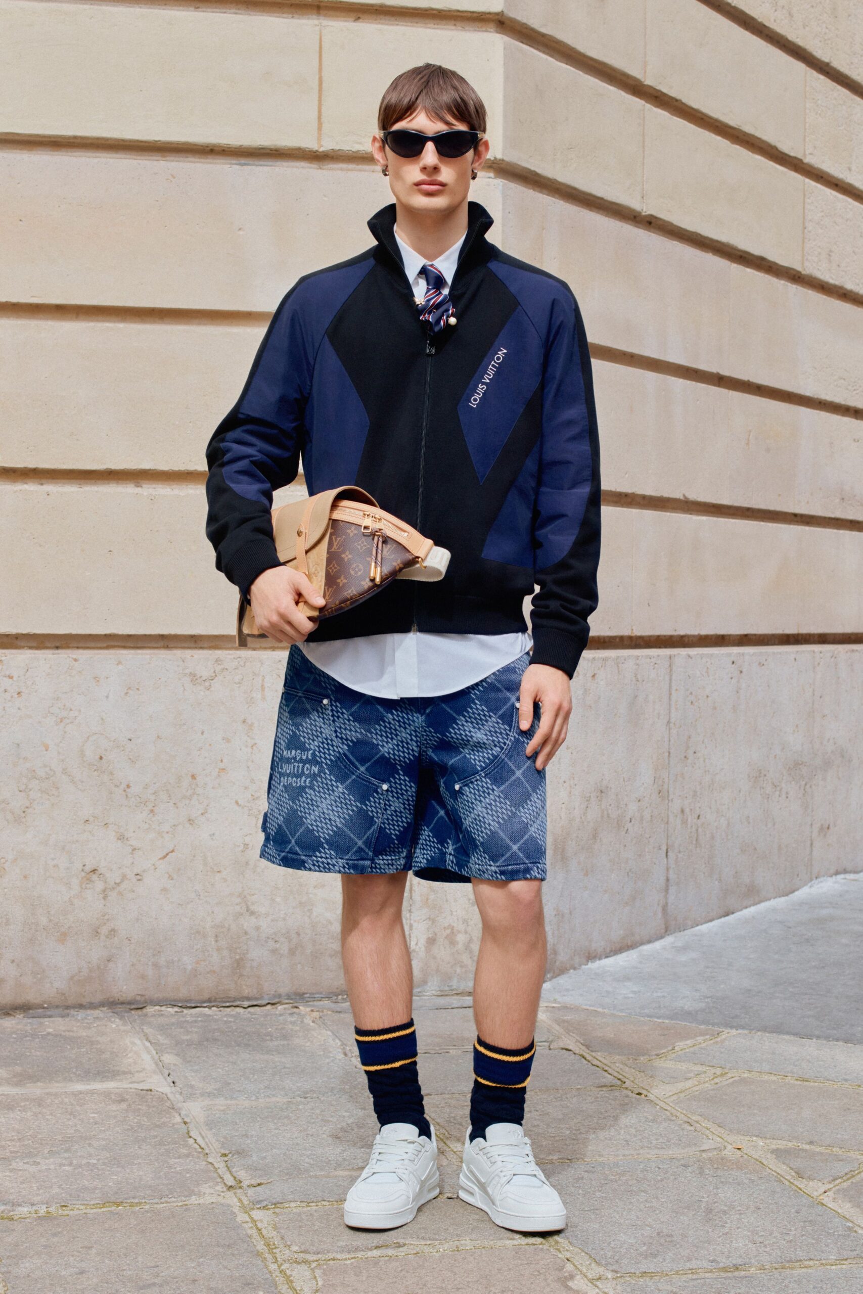 relaxed black blue jacket with shorts