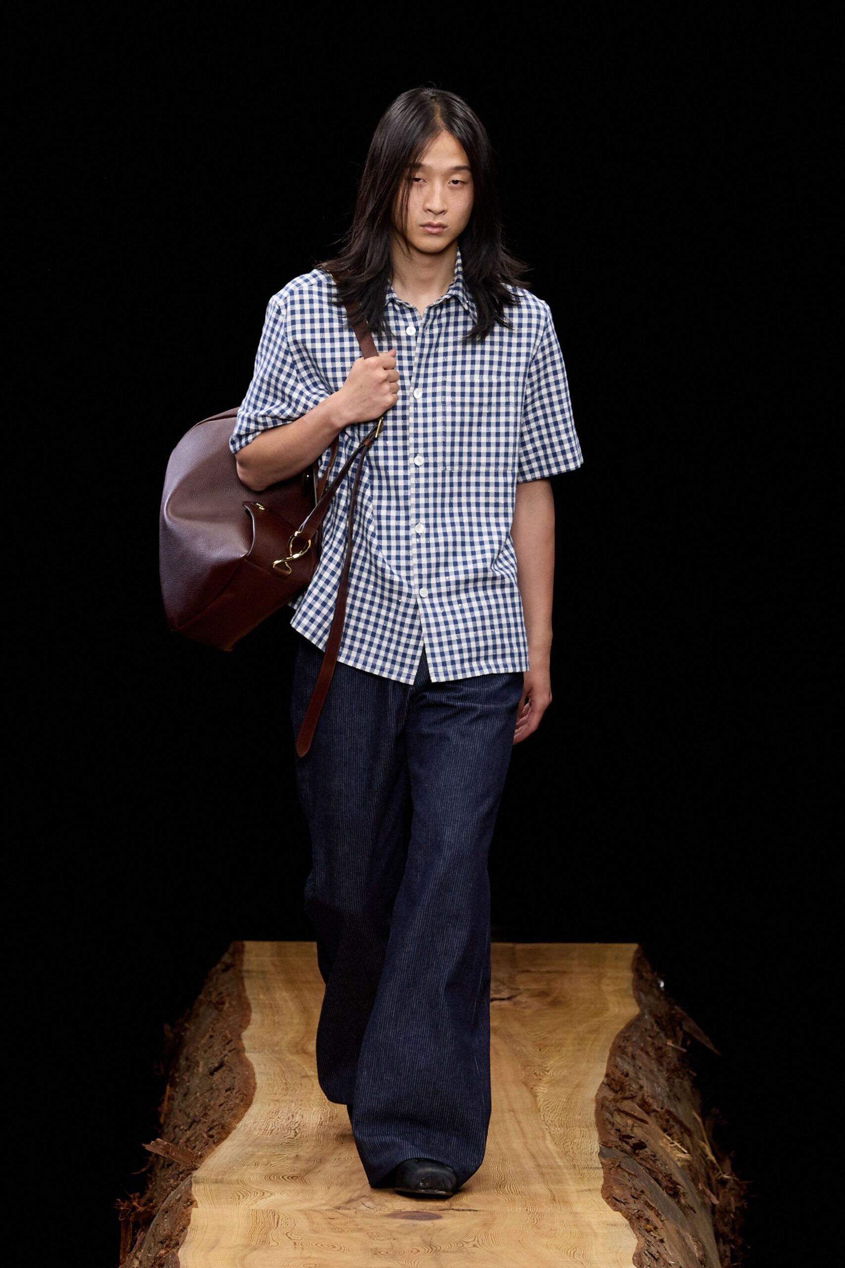 blue checked shirt with denim pants