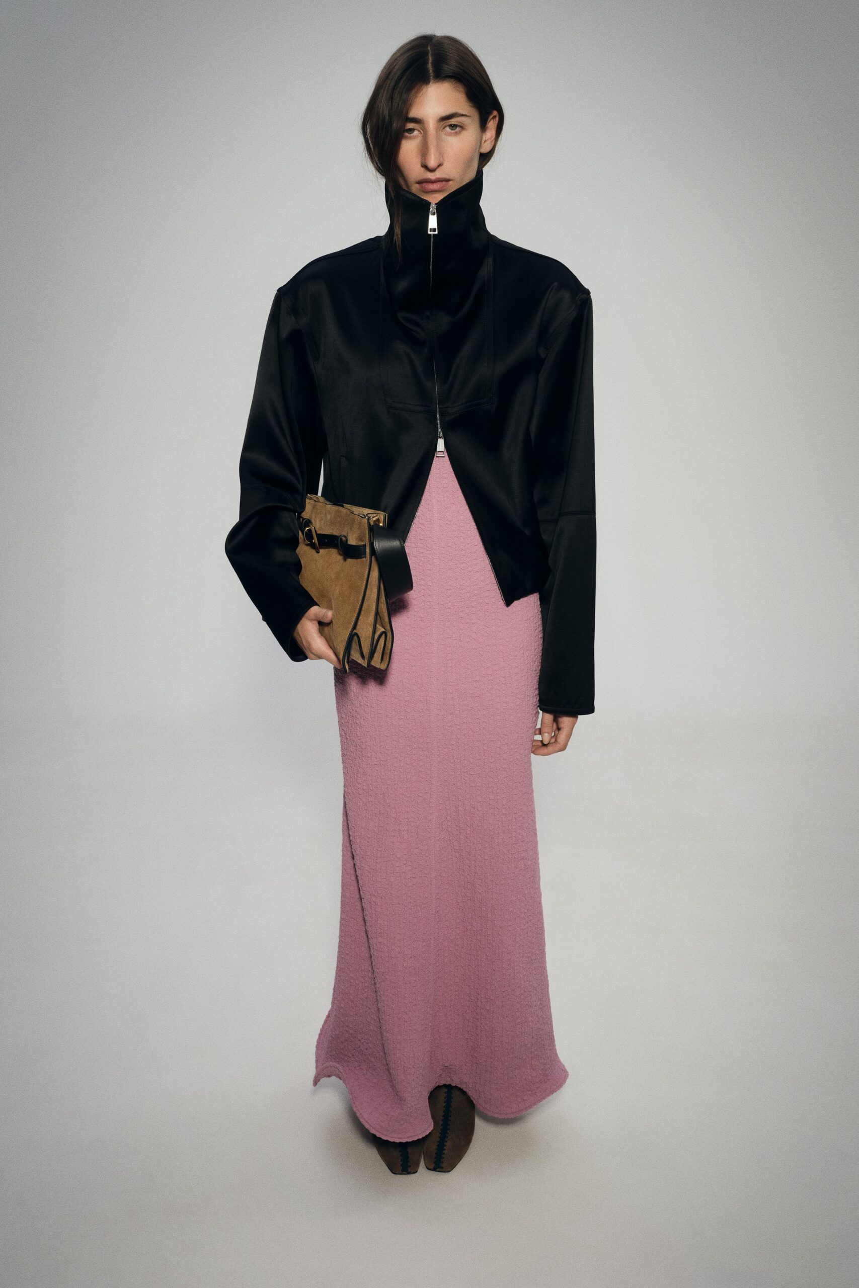 pink cotton sleeveless v-neck fitted flared maxi dress