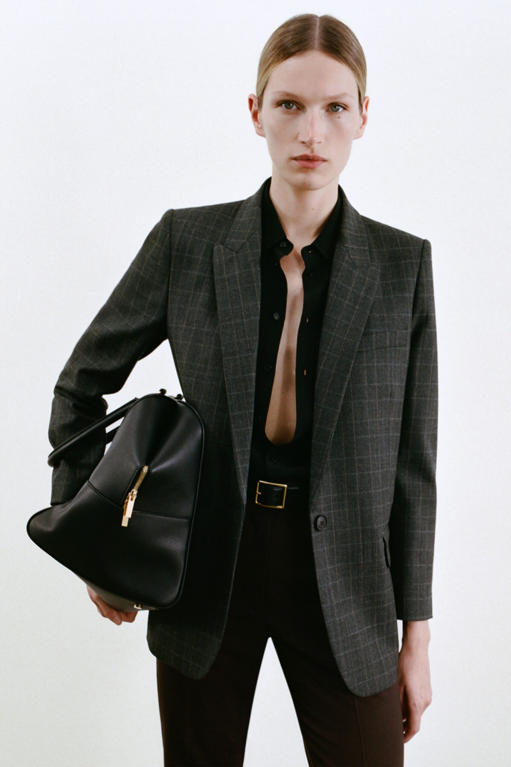 brown cotton slim pants