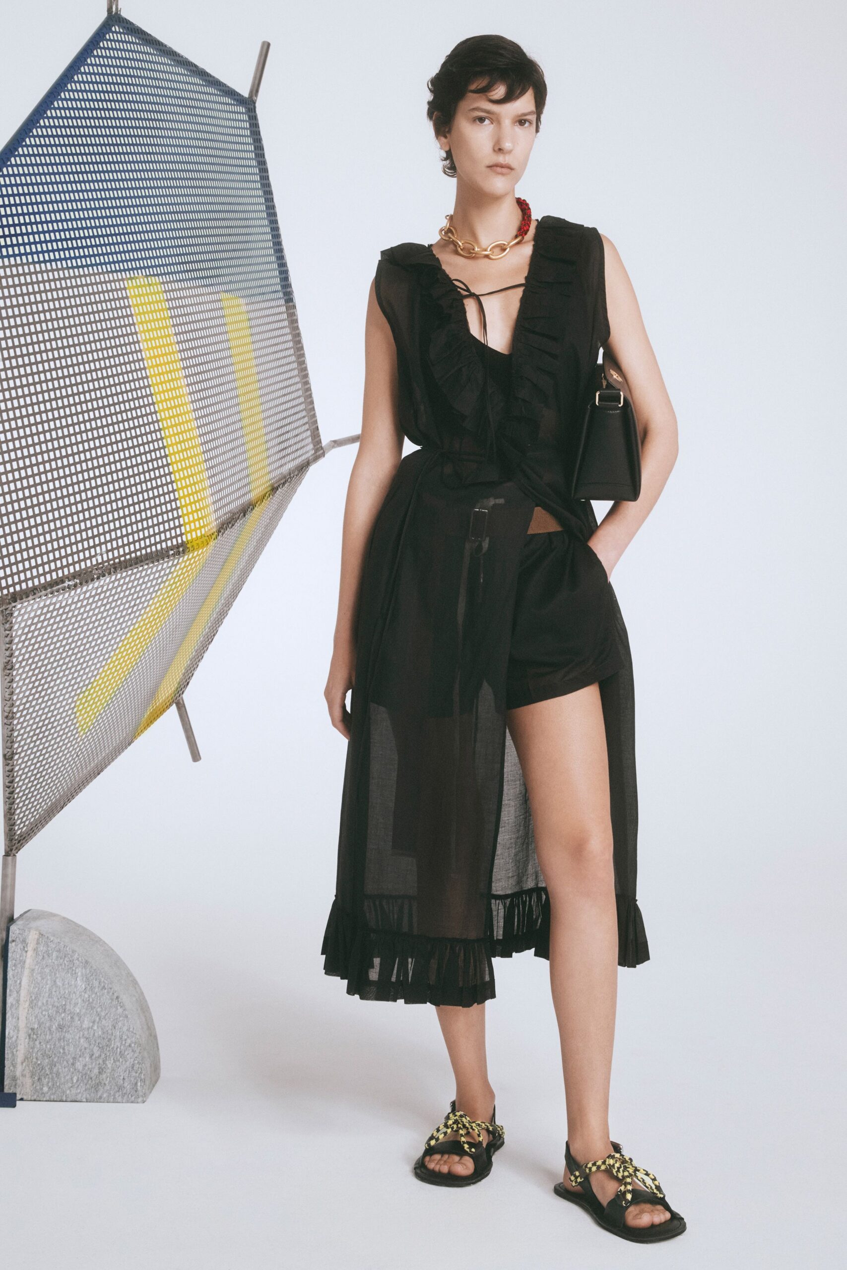 black leather embellished sandals