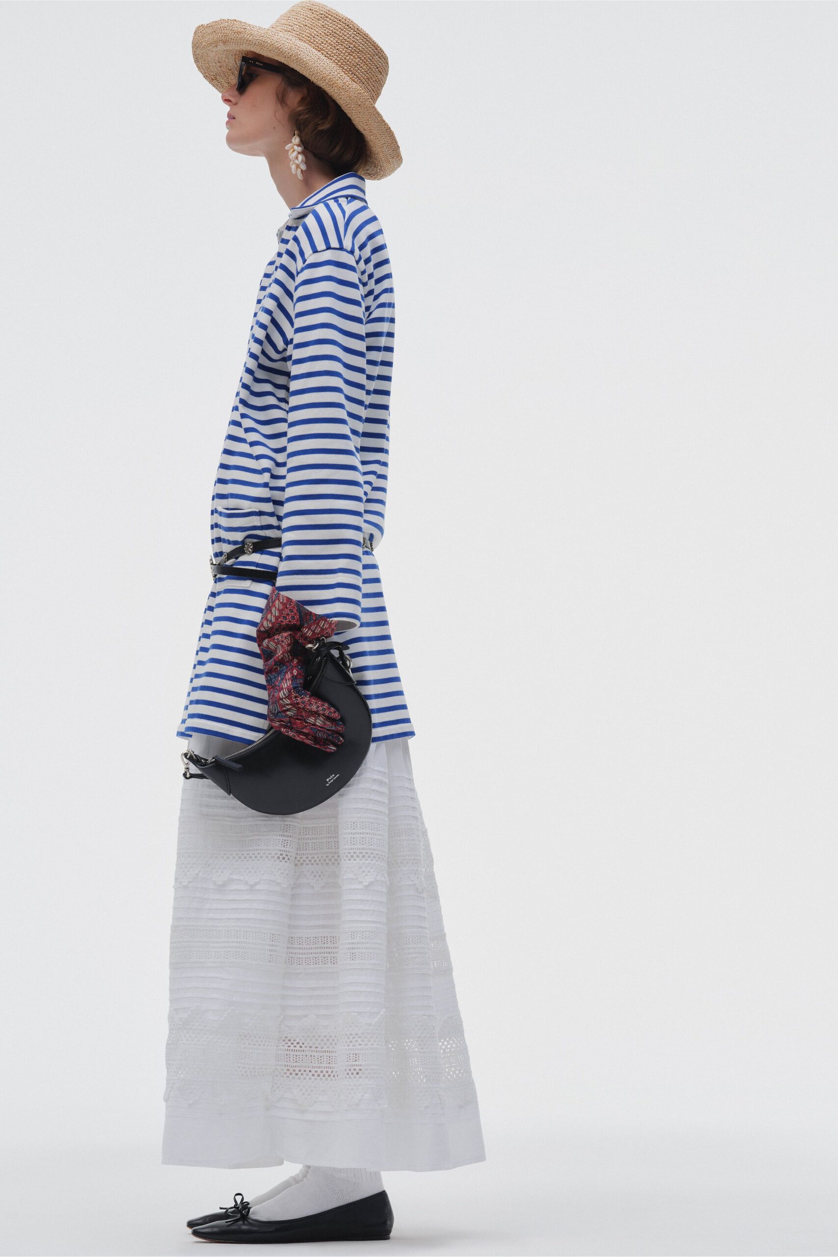 white cotton fitted tiered maxi skirt