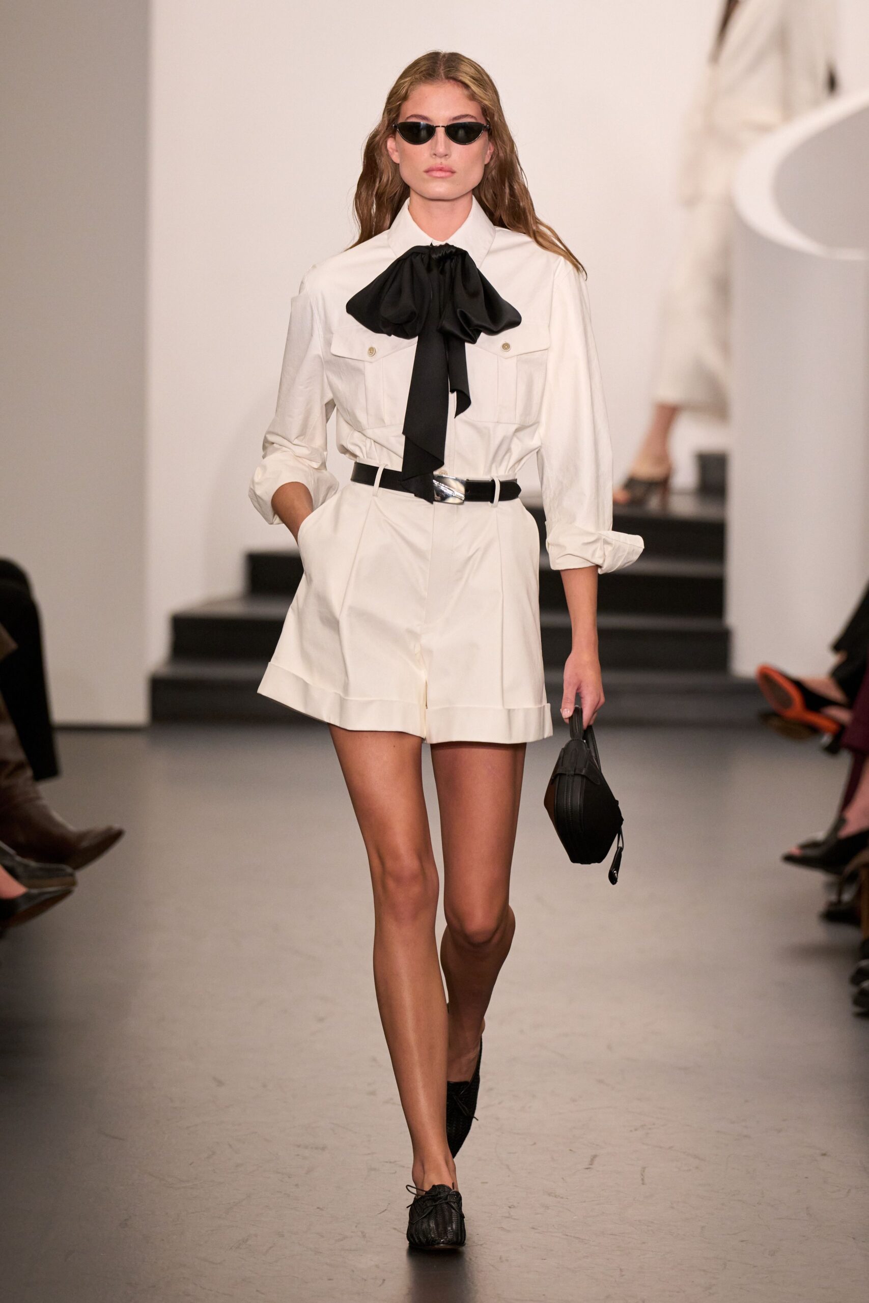 white cotton long-sleeve collared relaxed buttoned short shirt