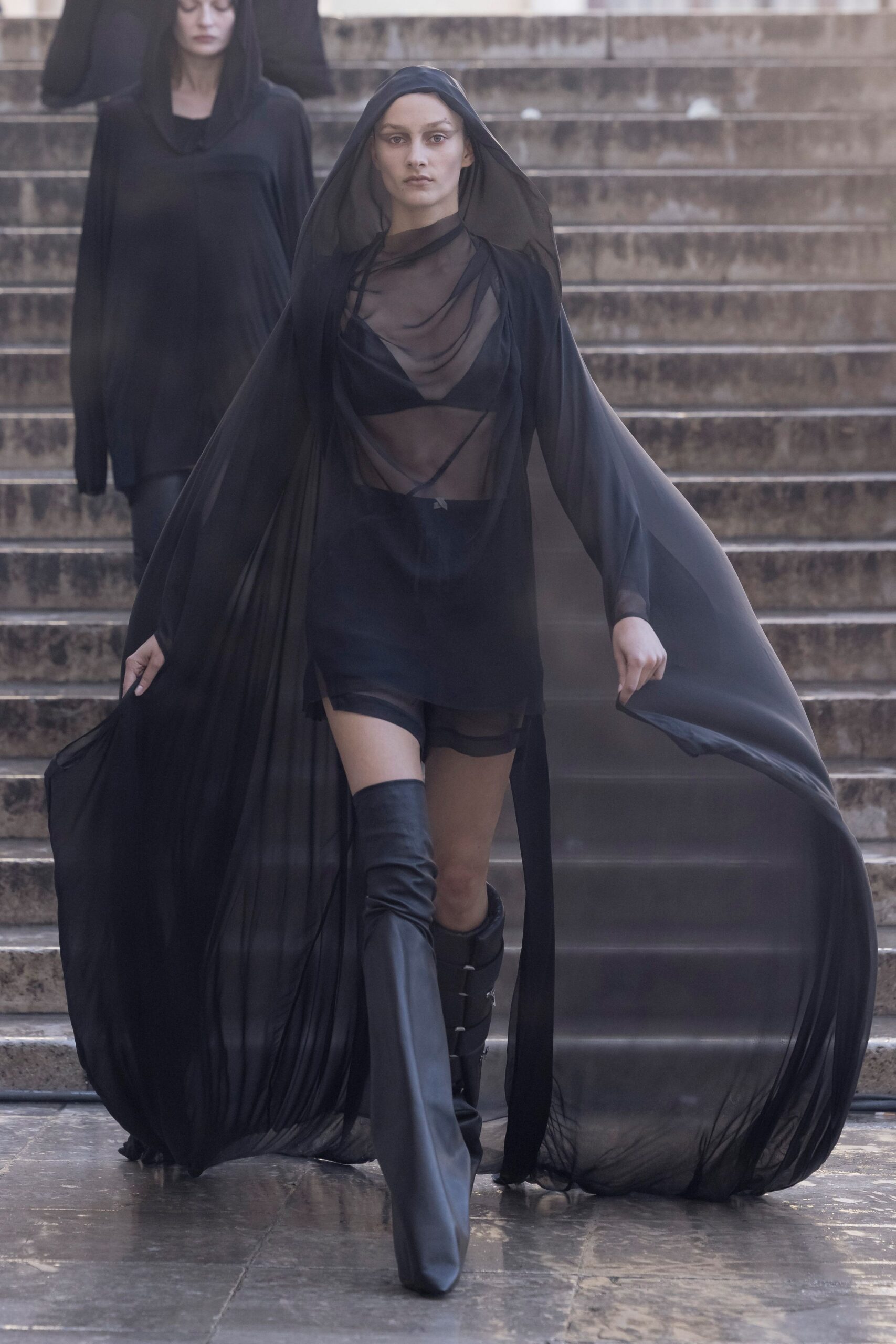black silk sleeveless v-neck fitted layered dress