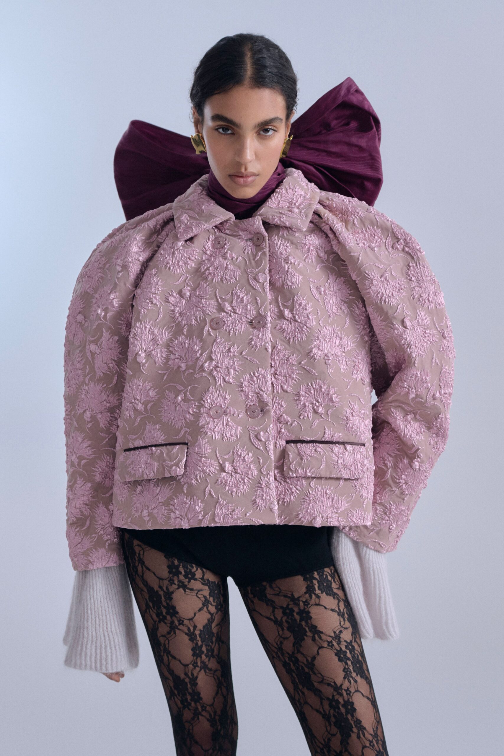 oversized pink embroidered jacket
