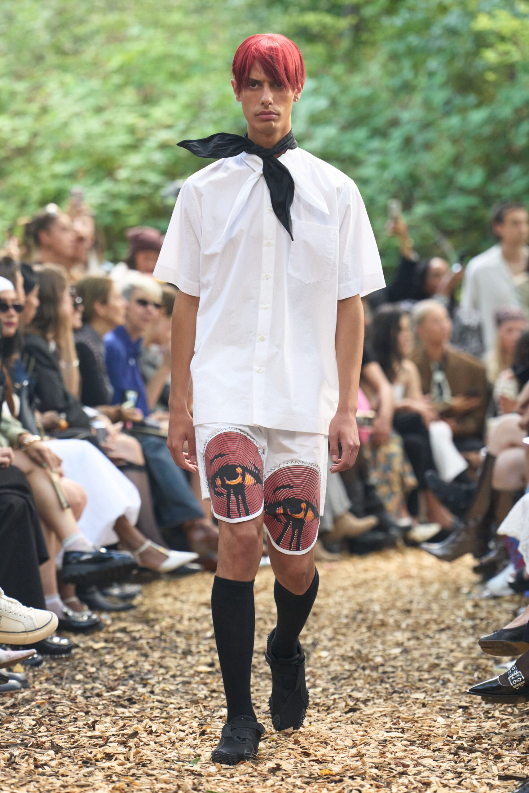 white cotton shirt with printed shorts