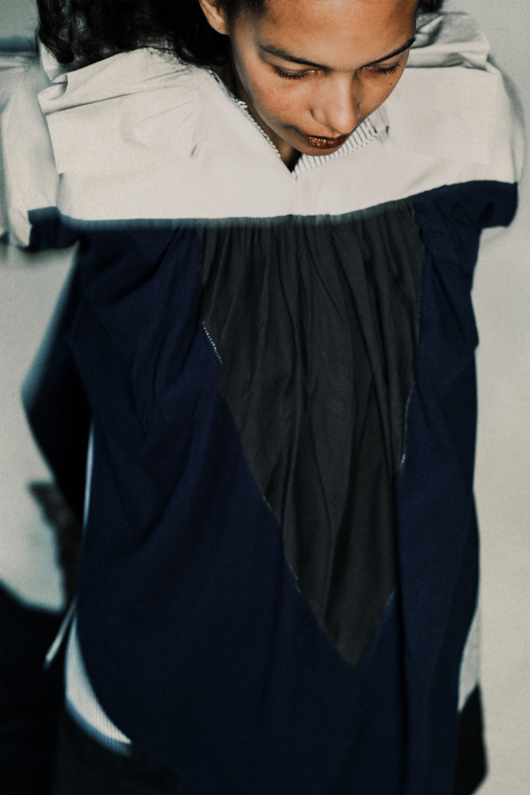 blue and white relaxed top