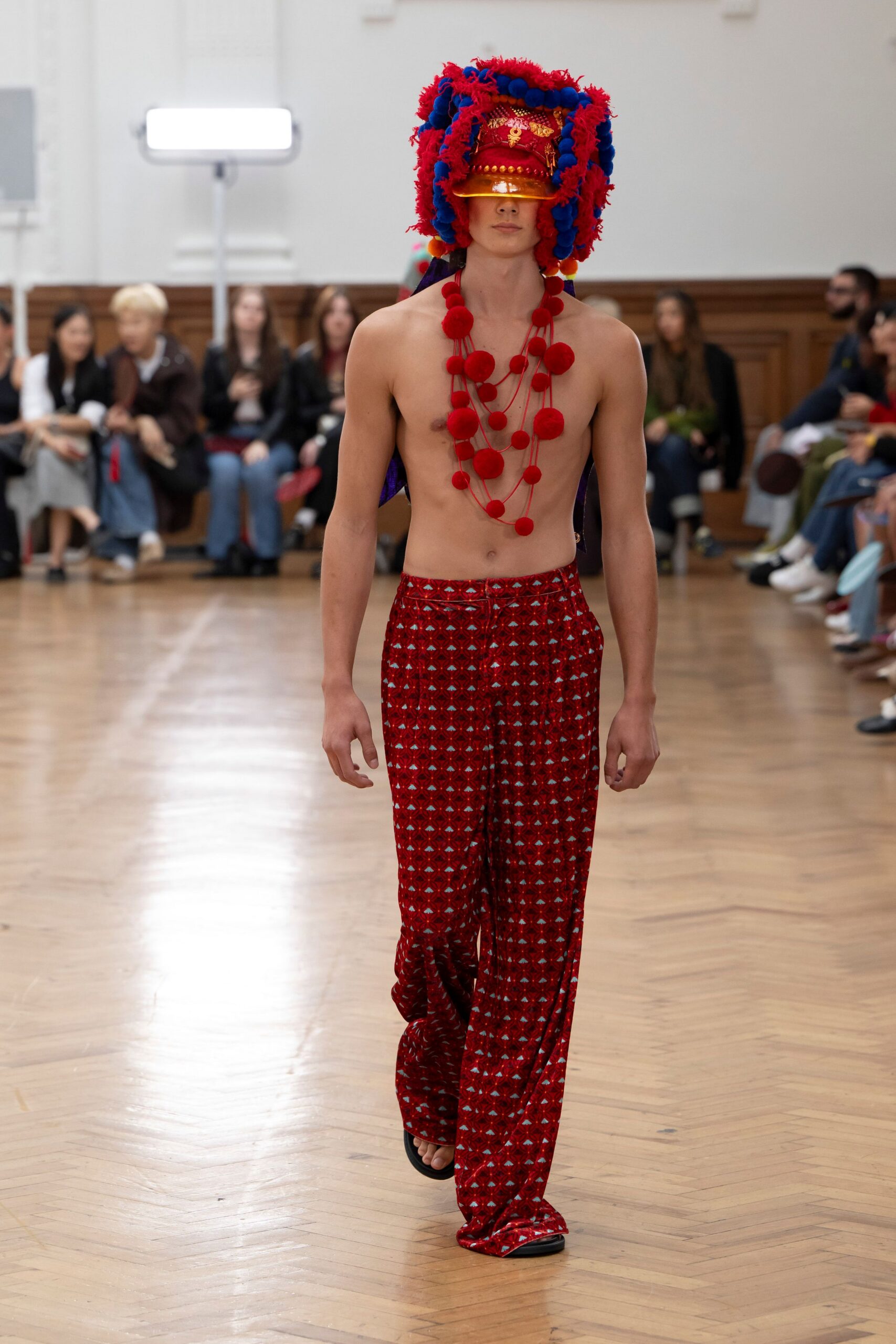 red embellished hat