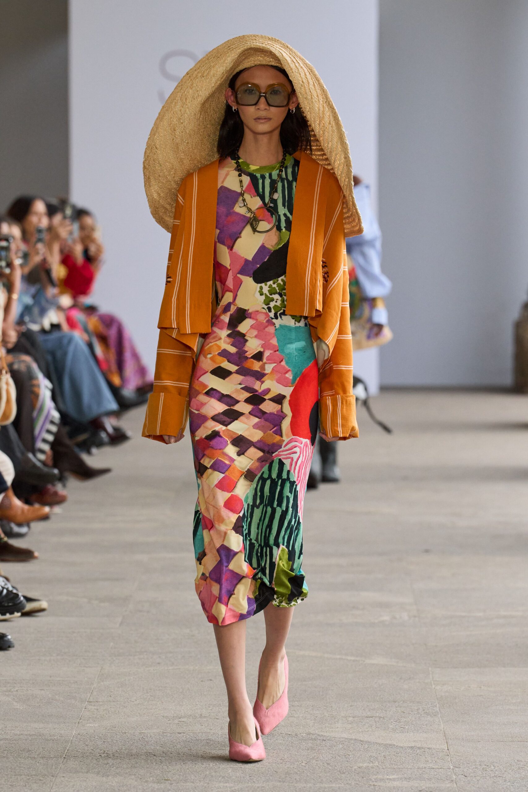 orange long-sleeve collared relaxed jacket
