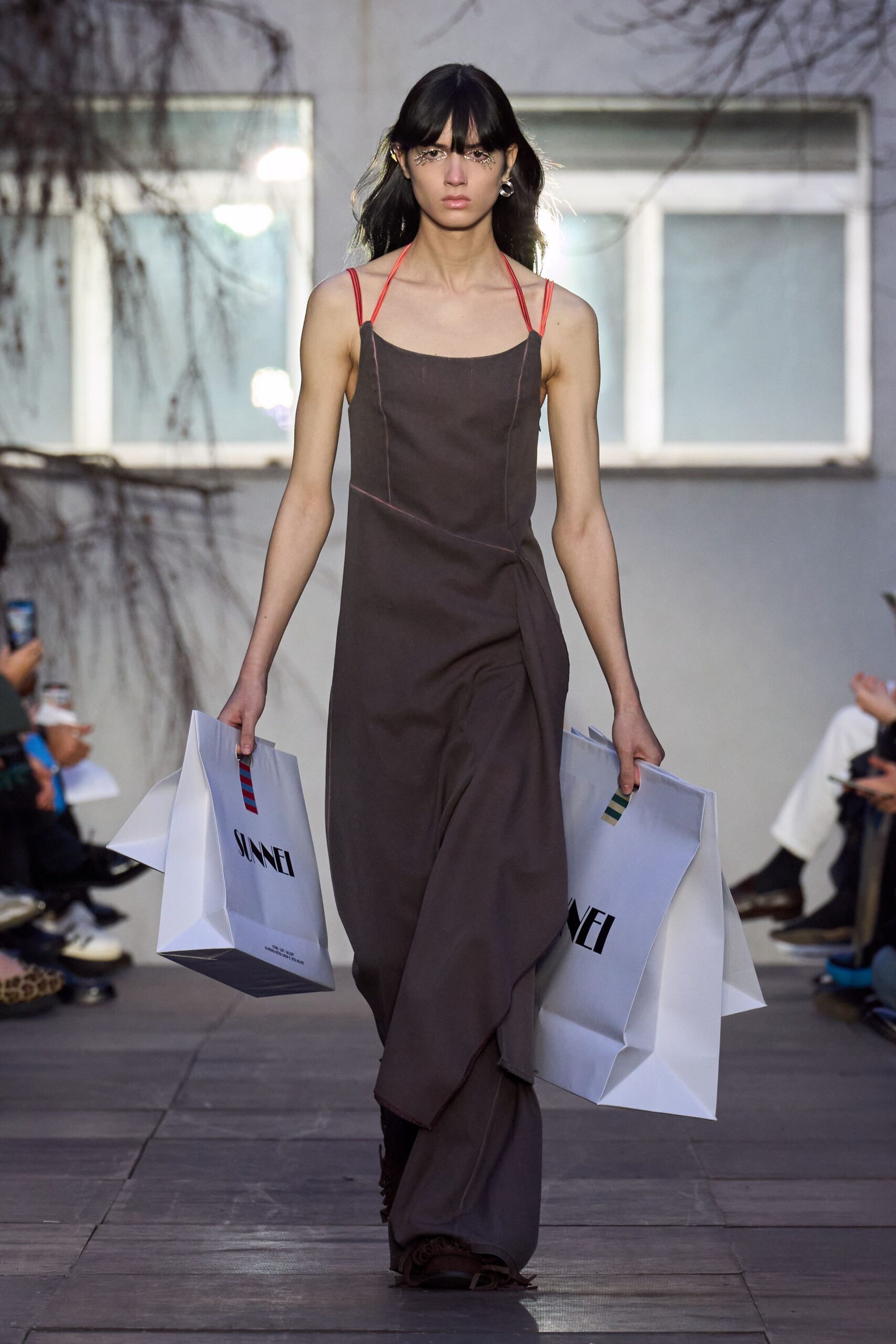 brown cotton sleeveless maxi dress