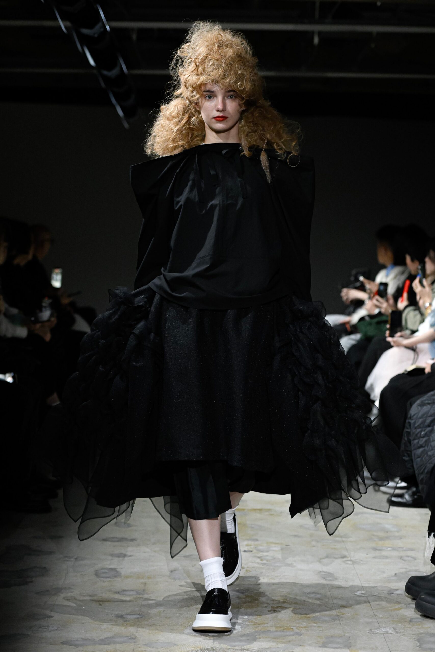 black relaxed top with tiered skirt