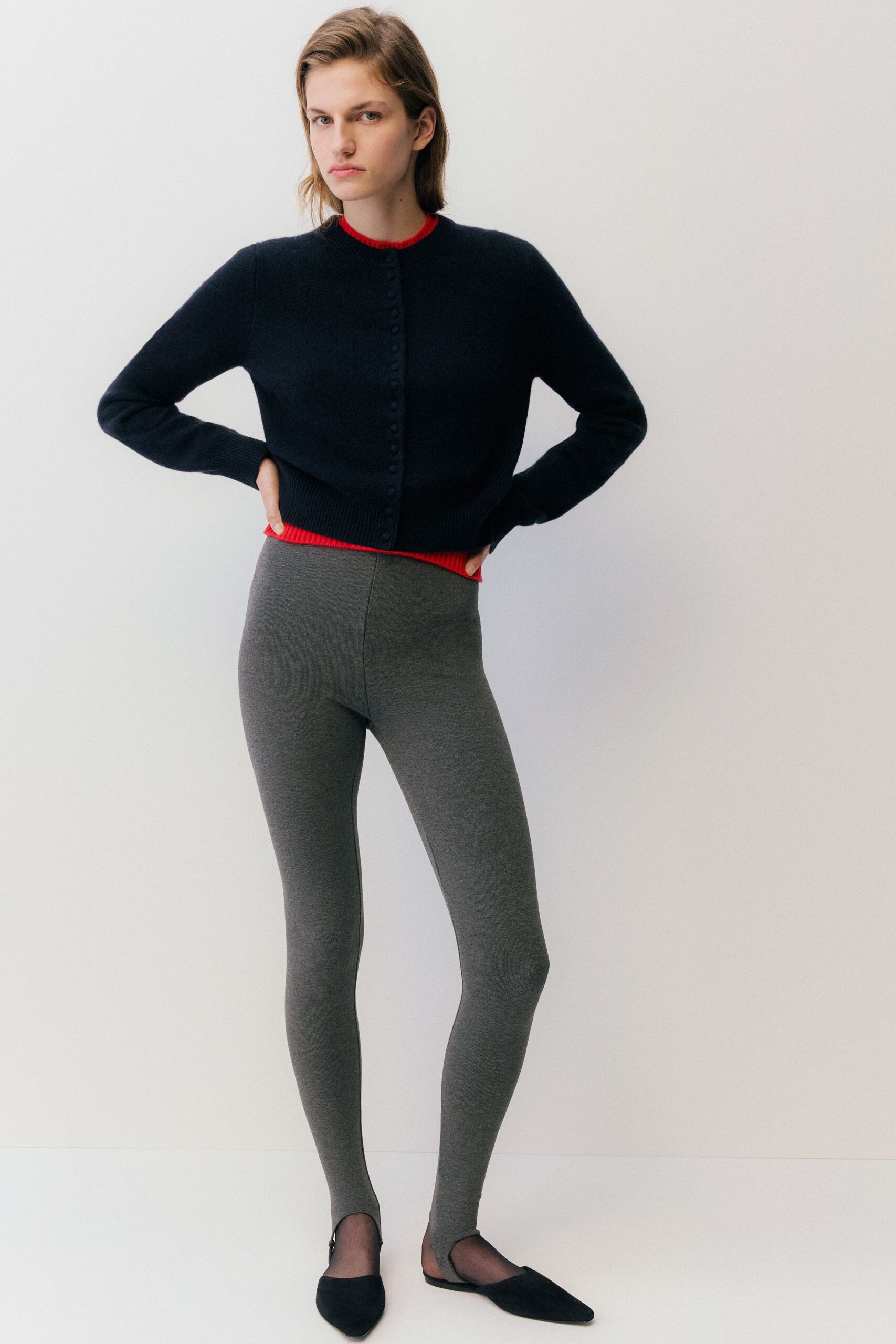 gray cotton fitted leggings