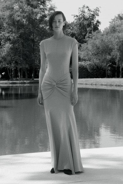 gray fitted short-sleeve gown