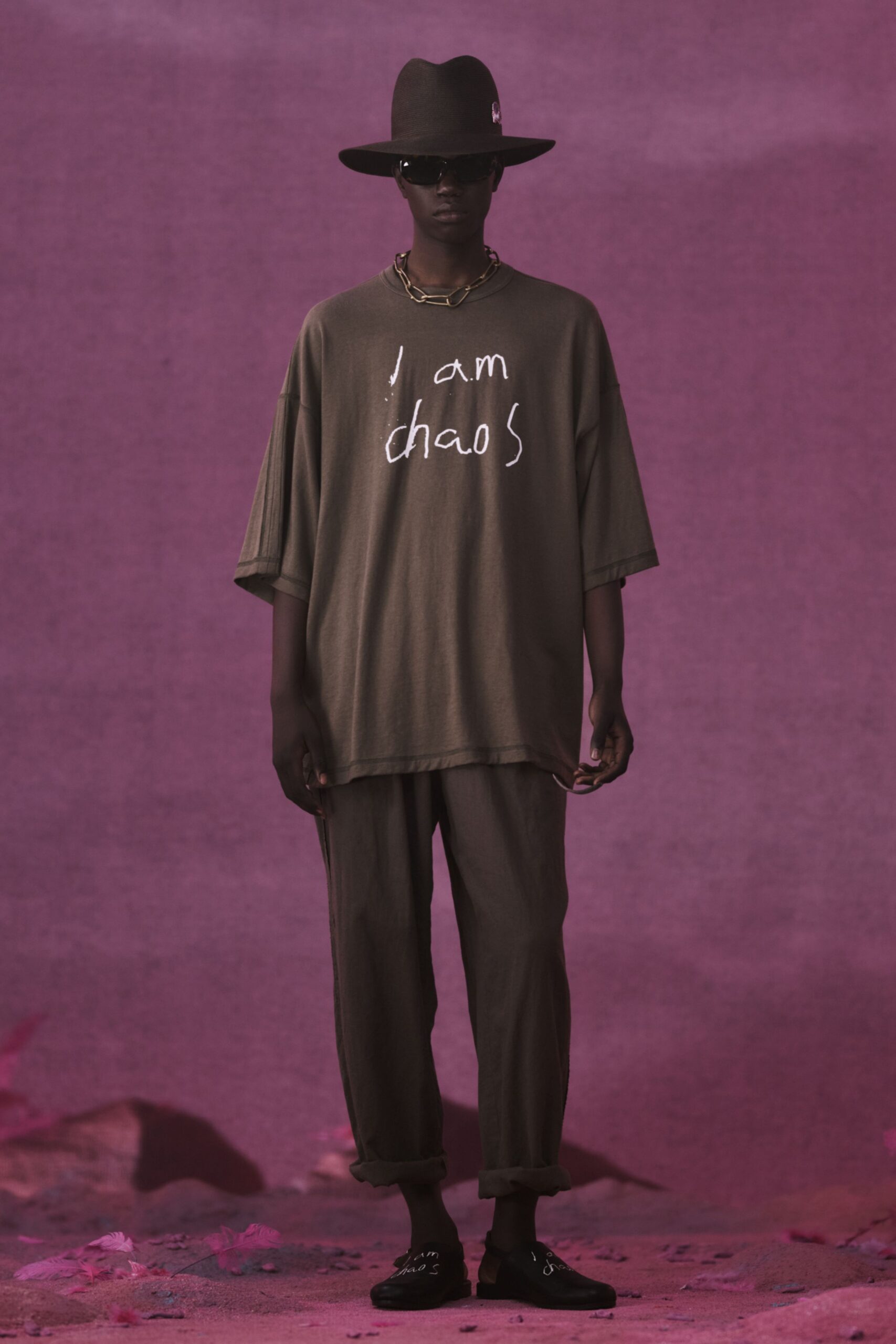 brown cotton short-sleeve collared oversized printed t-shirt