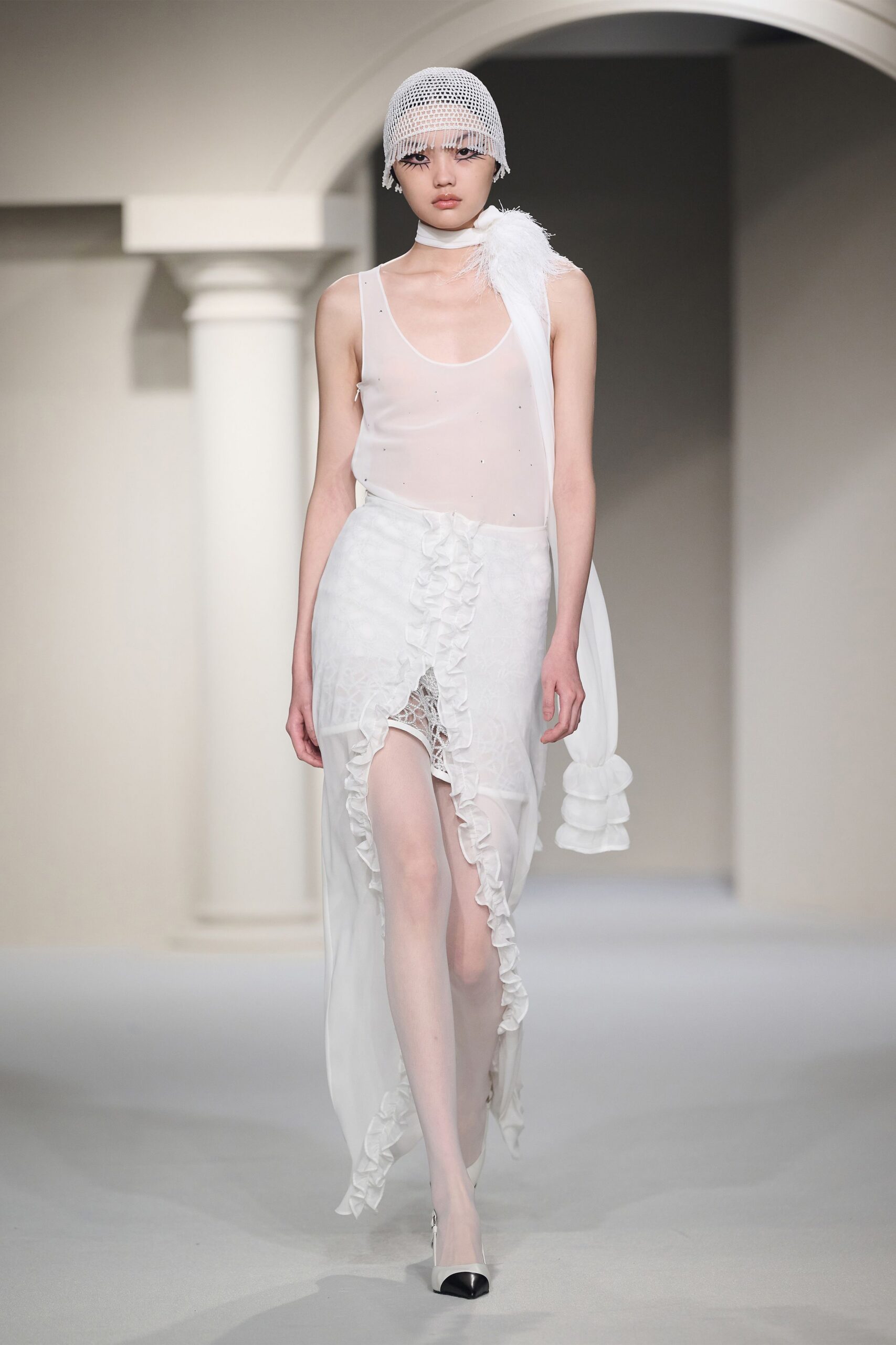 white mesh textured hat