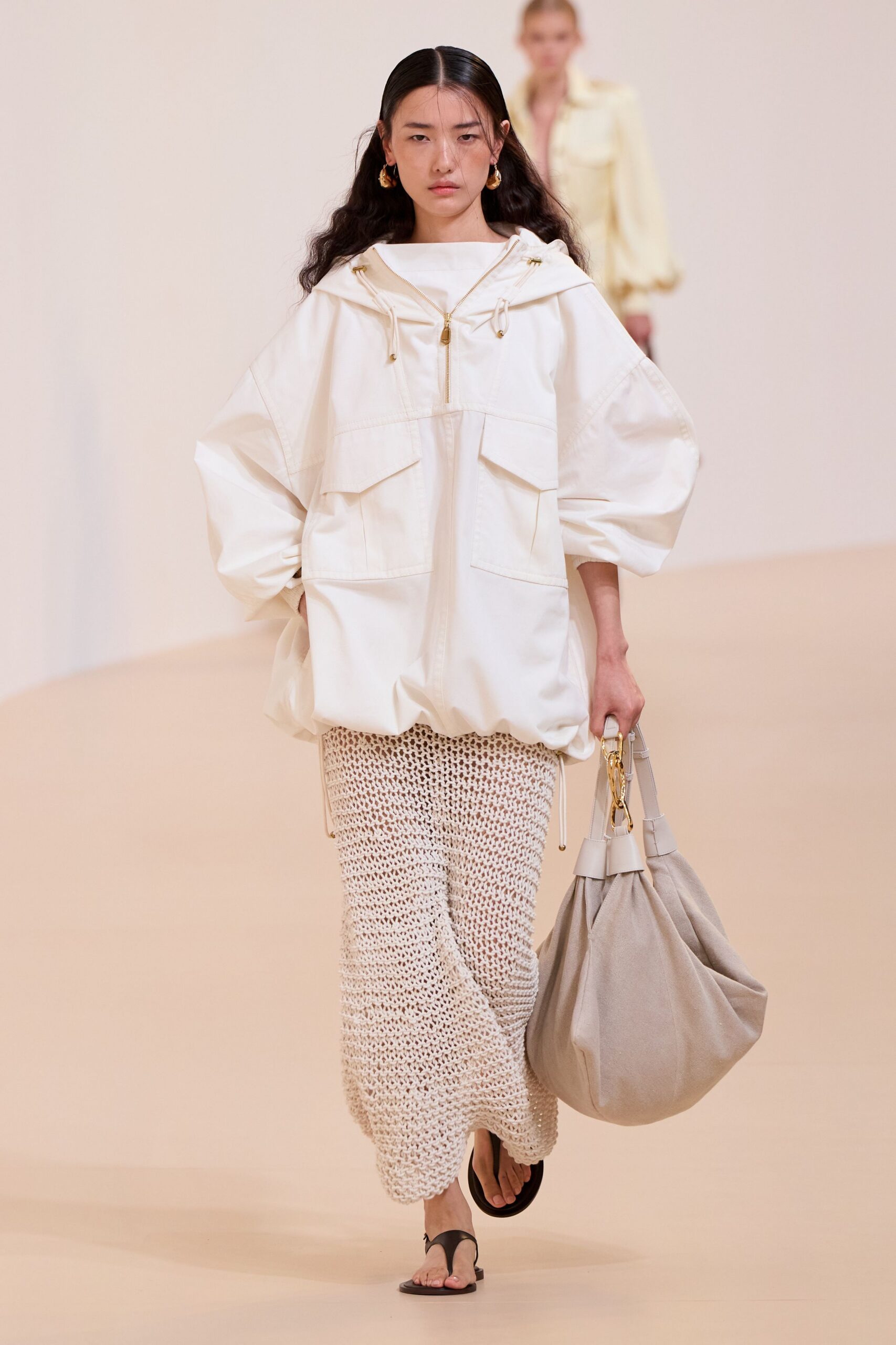 white cotton long-sleeve collared oversized hoodie