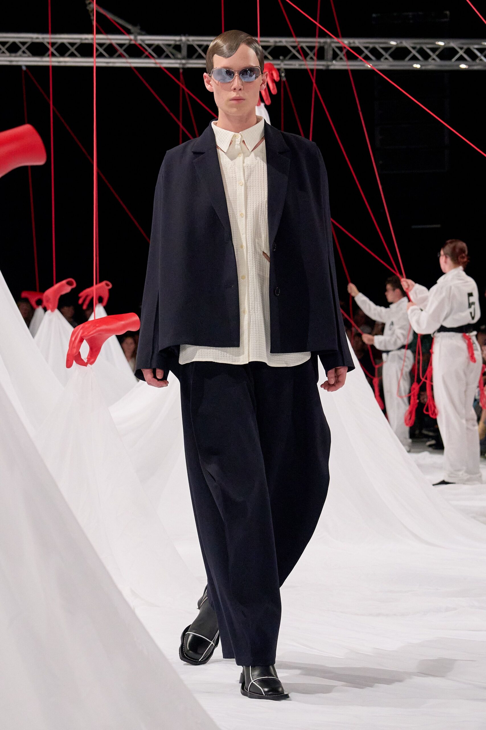 black wool cape with white shirt