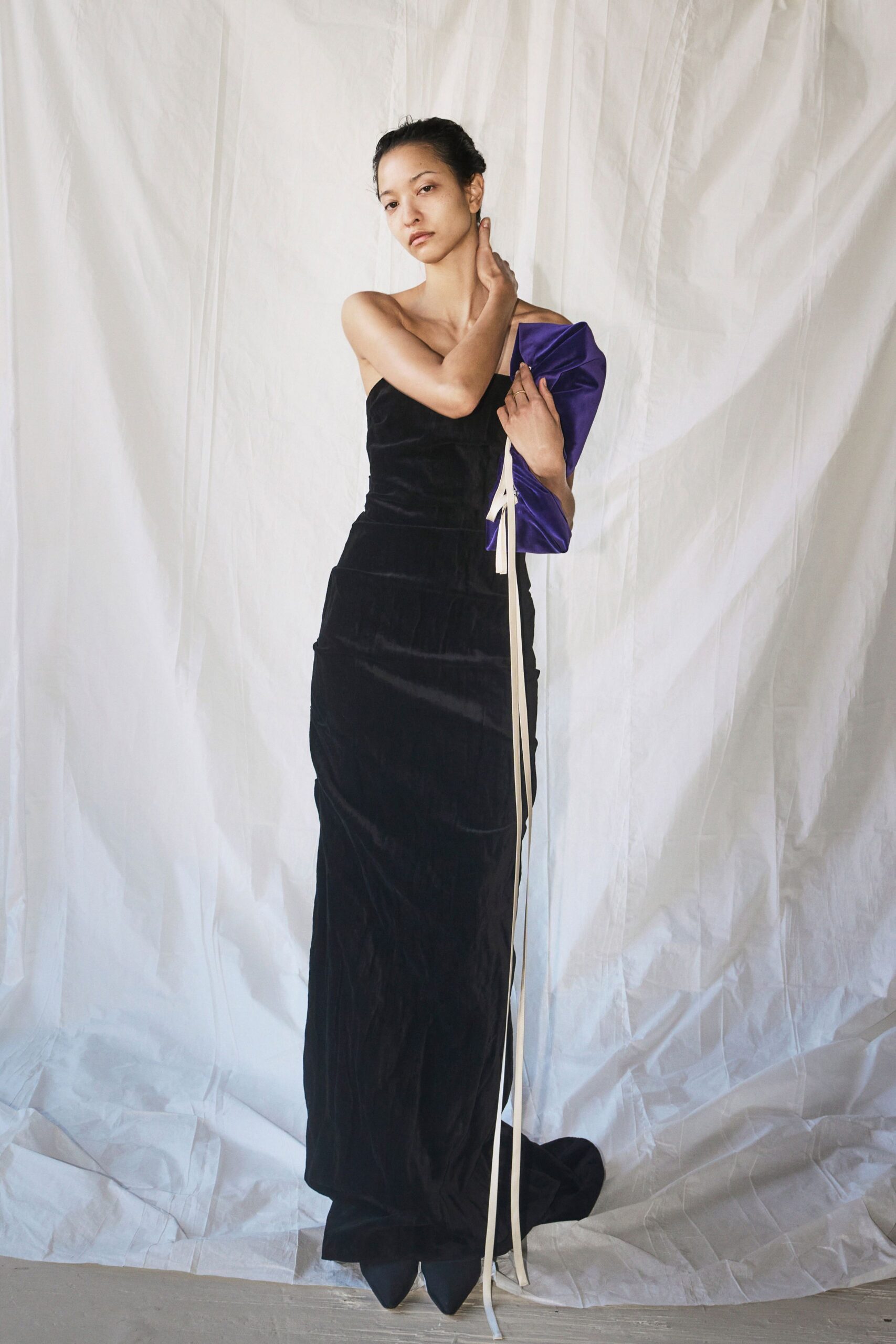 black velvet fitted gown