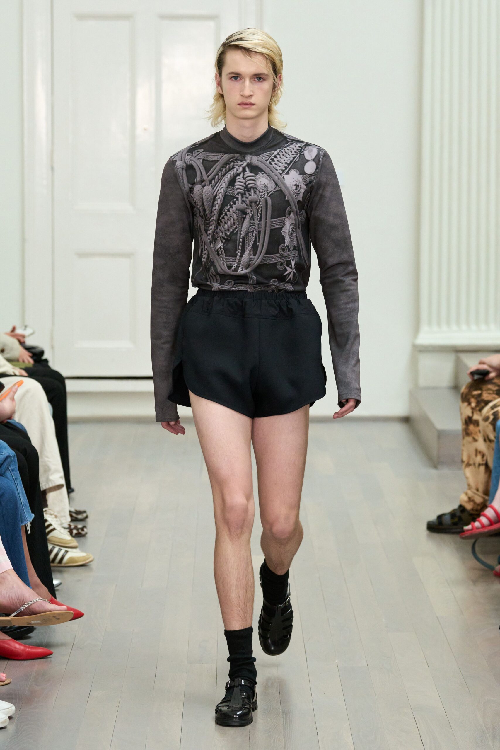 black fitted top and shorts