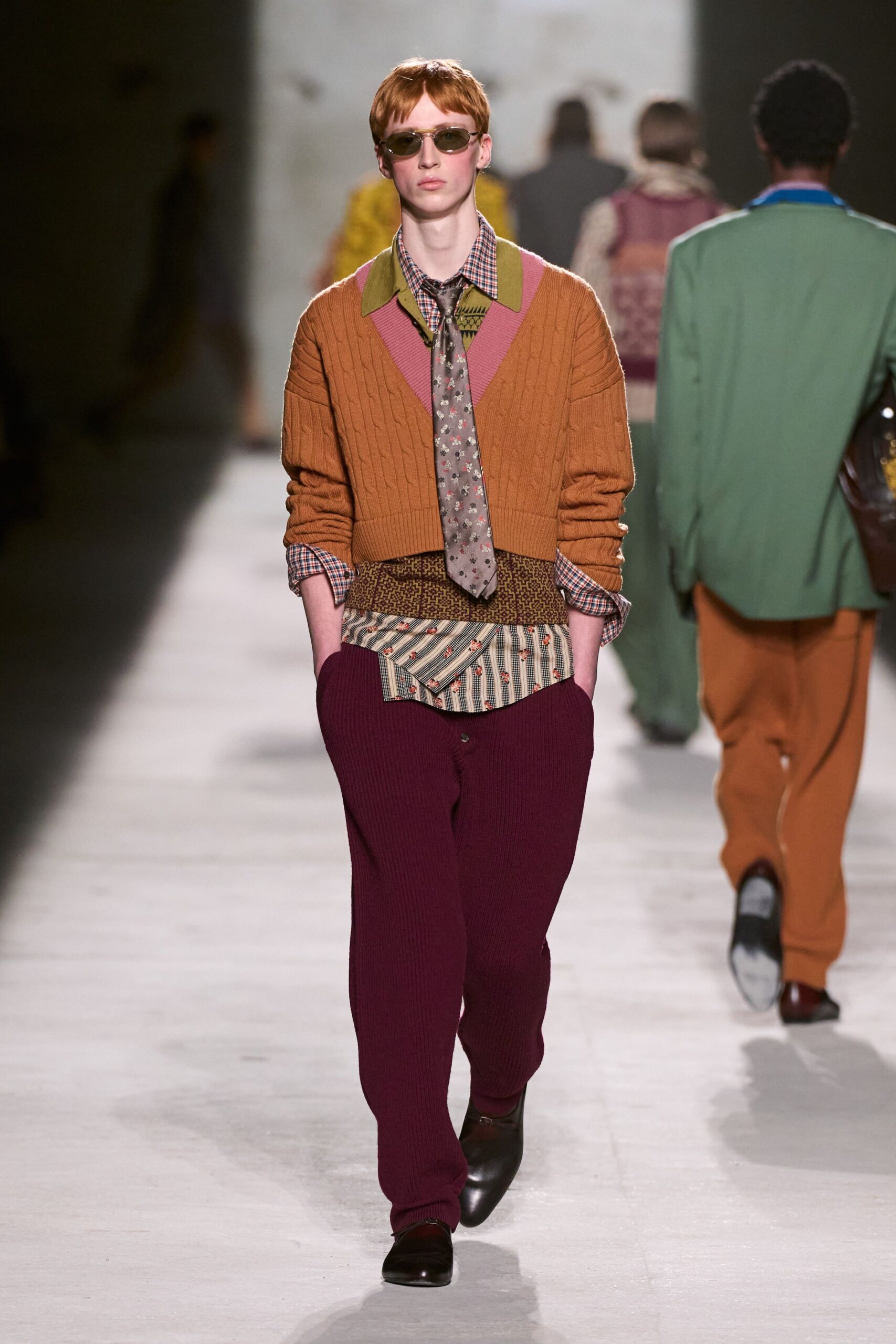 orange knitted sweater with tie