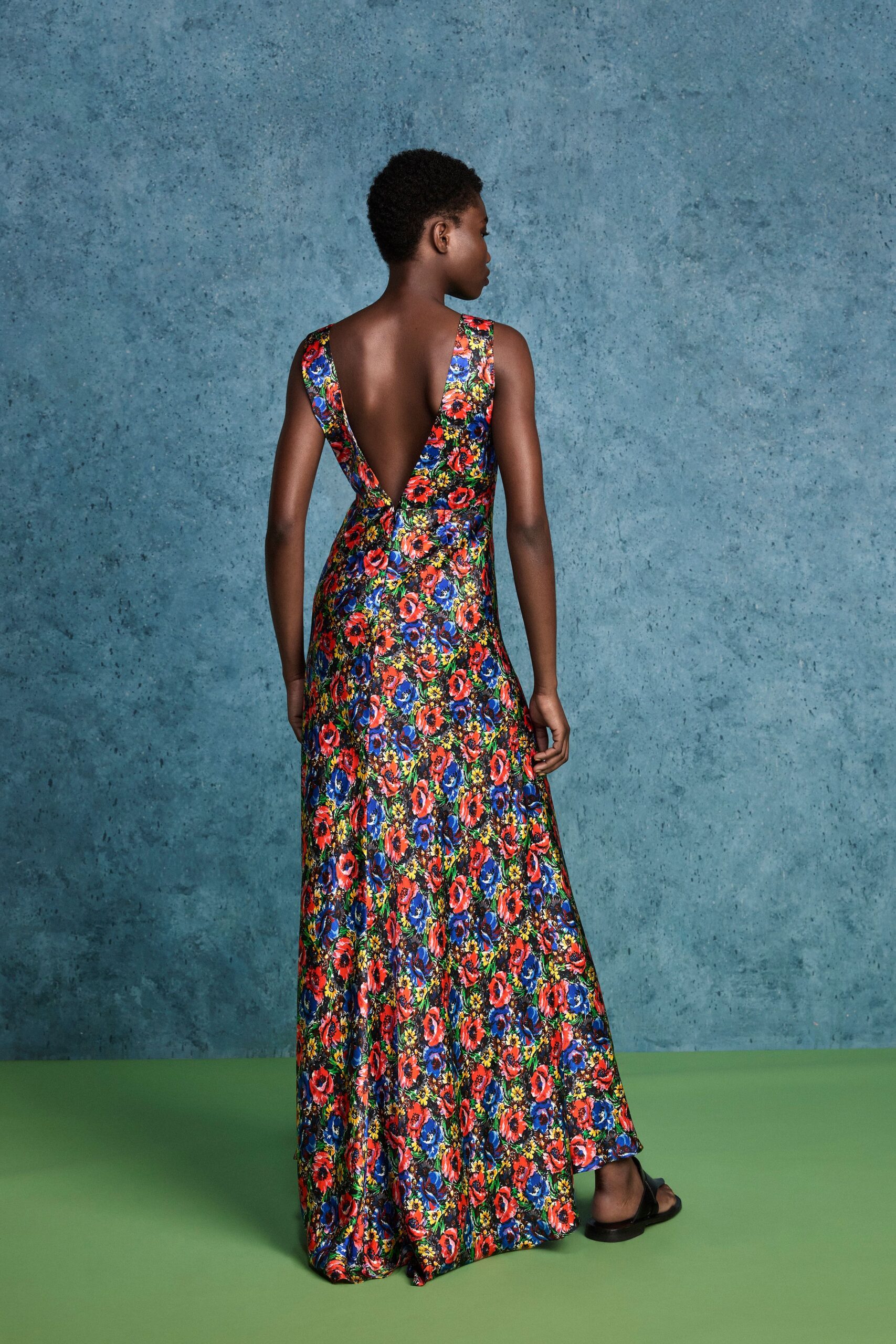 multi-colored floral gown