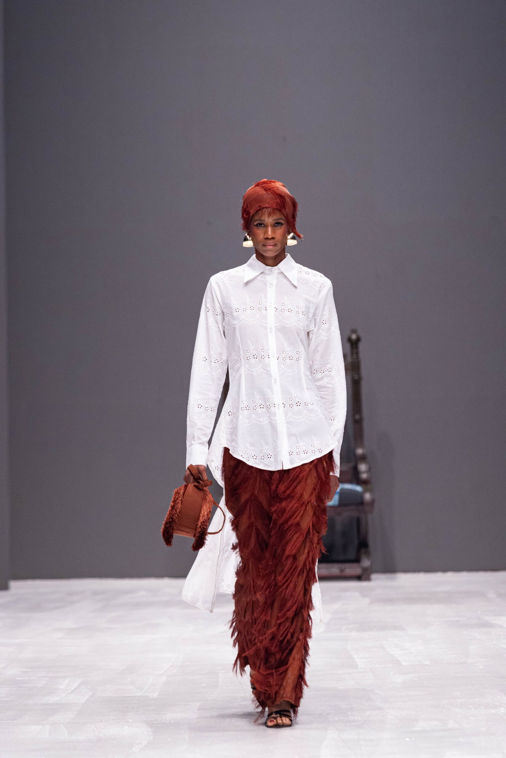 white embroidered shirt with red skirt