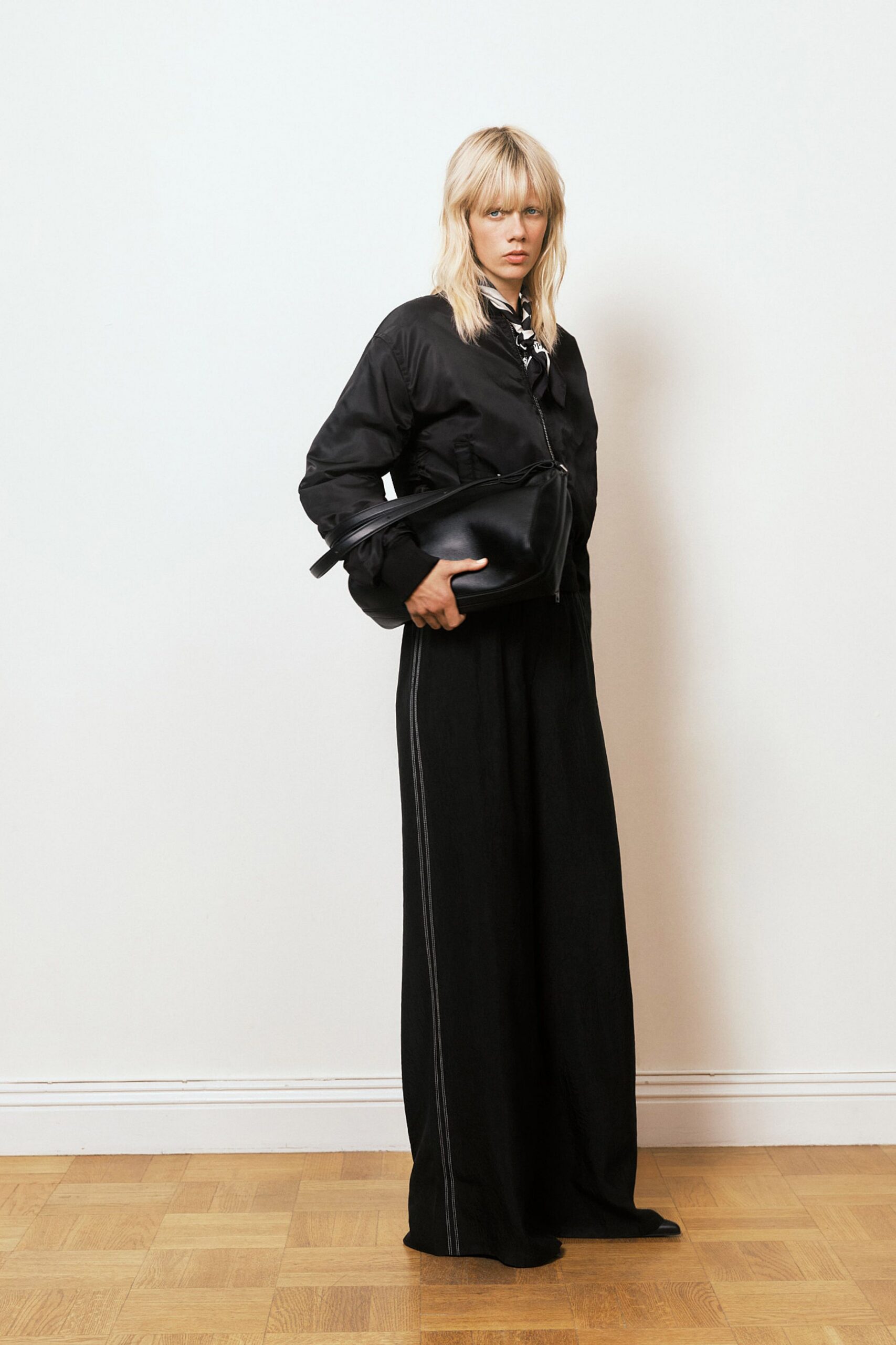 black silk shirt and pants