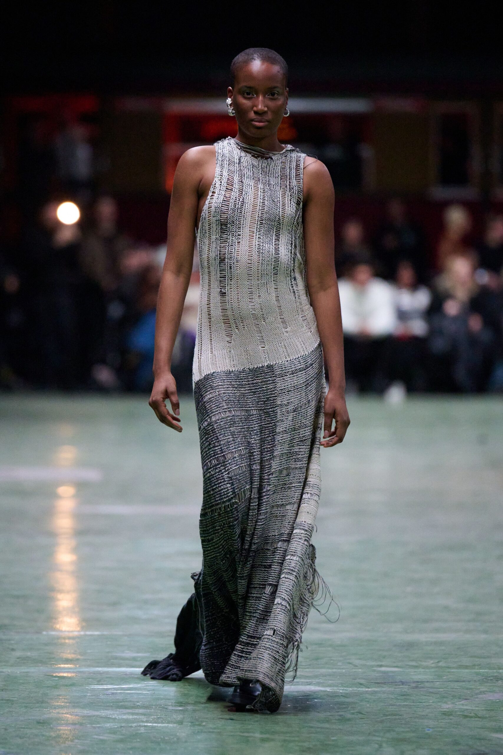 black and white fringed maxi dress