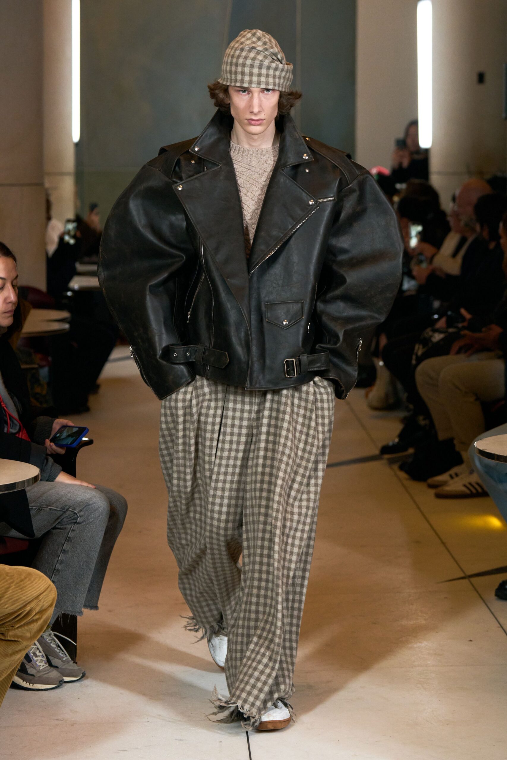 oversized black leather jacket