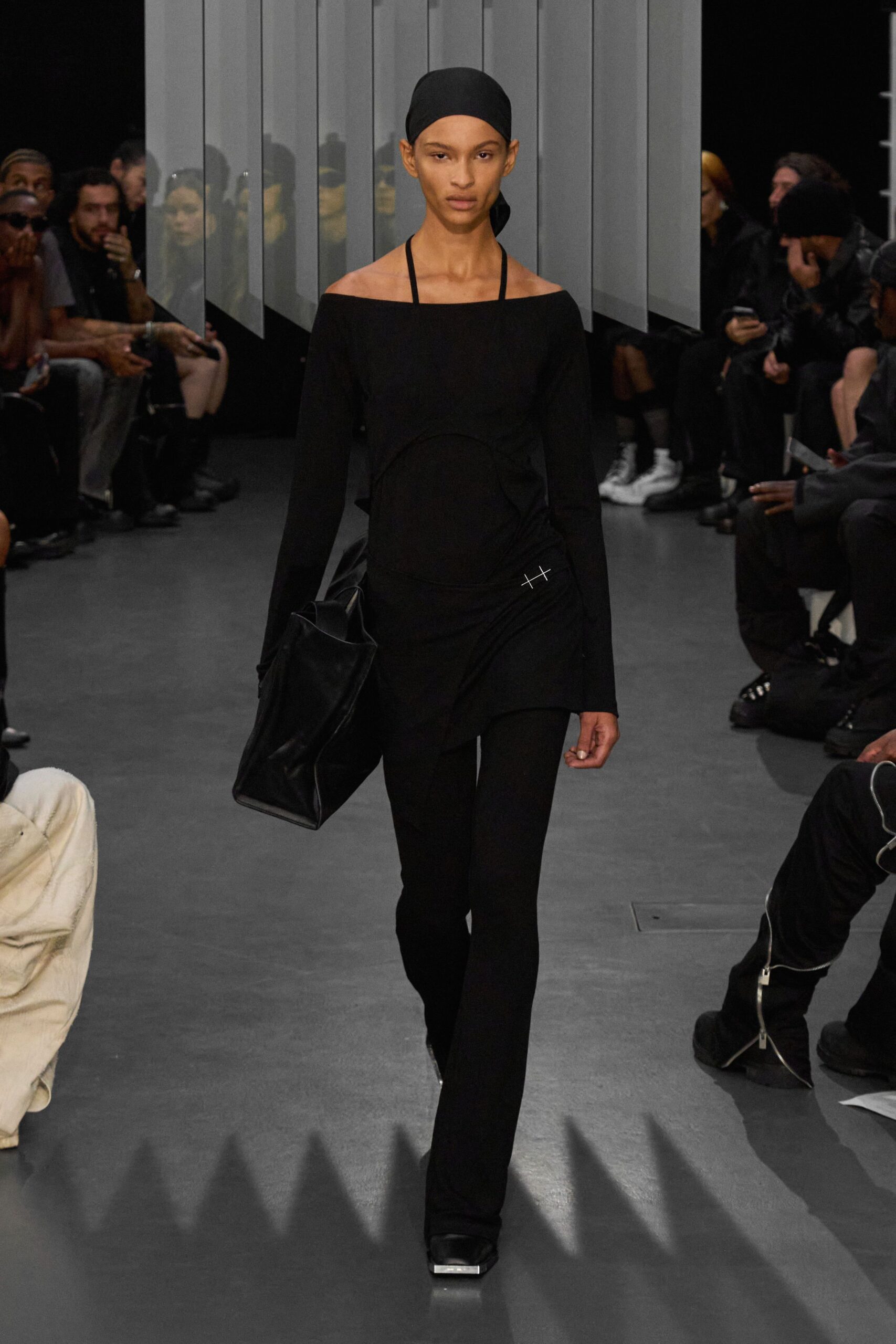 black fitted top and pants