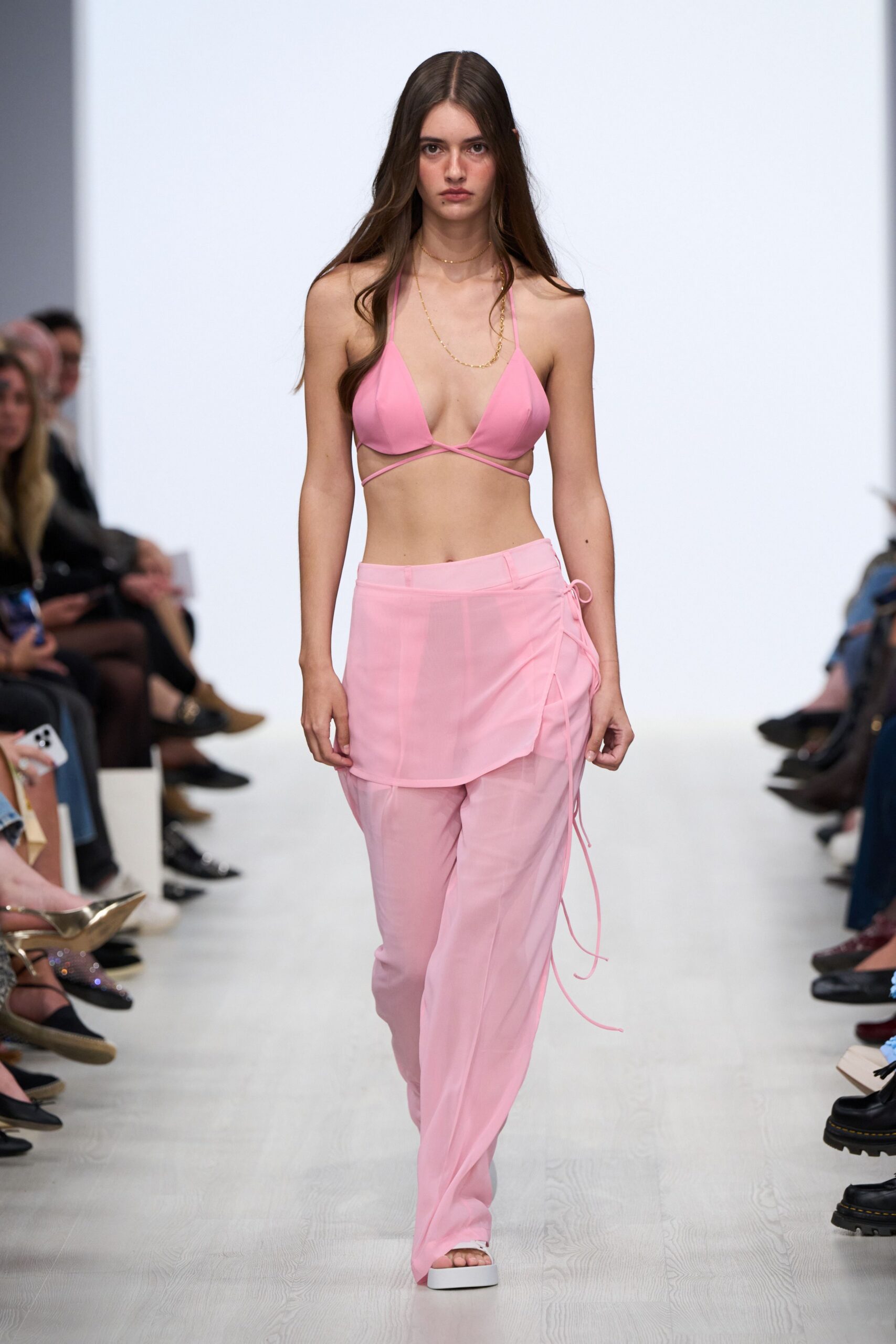 pink sleeveless halter fitted bikini