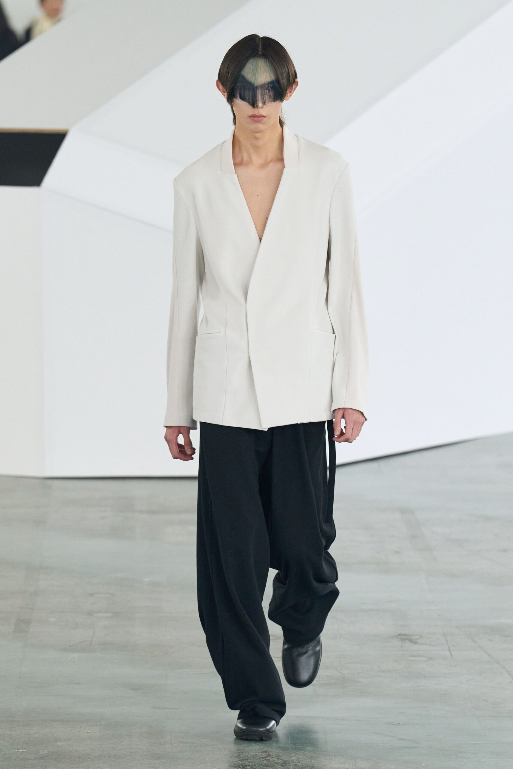 white structured blazer black pants