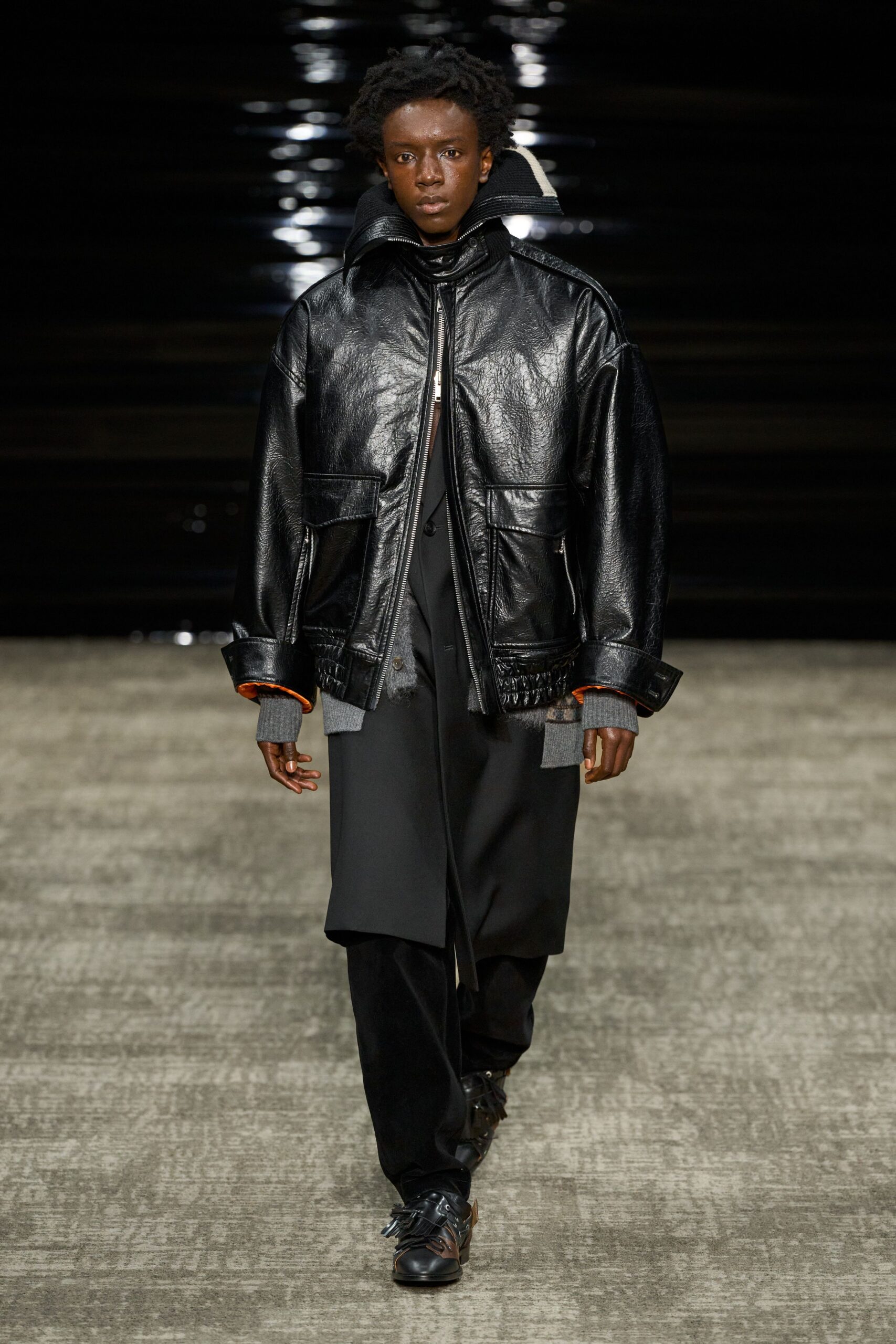 black leather jacket and pants