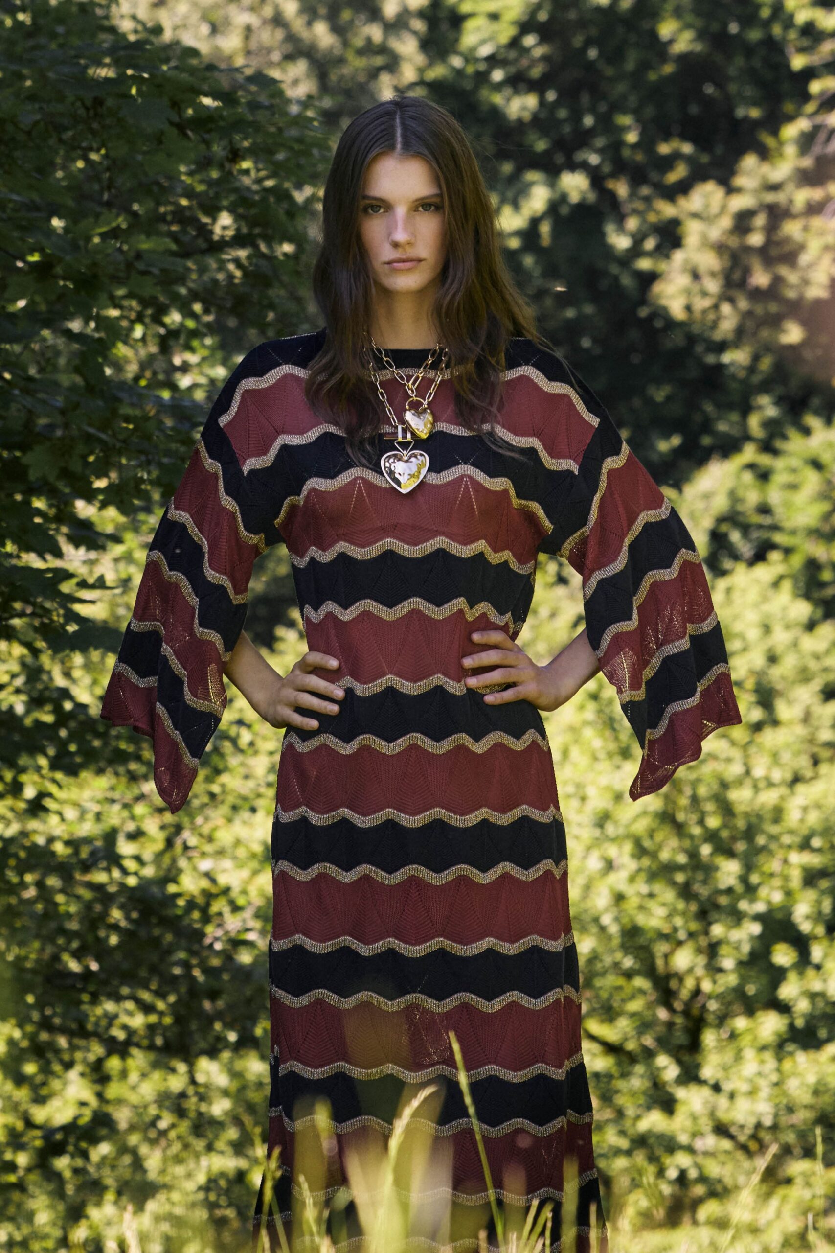 red and black printed maxi dress