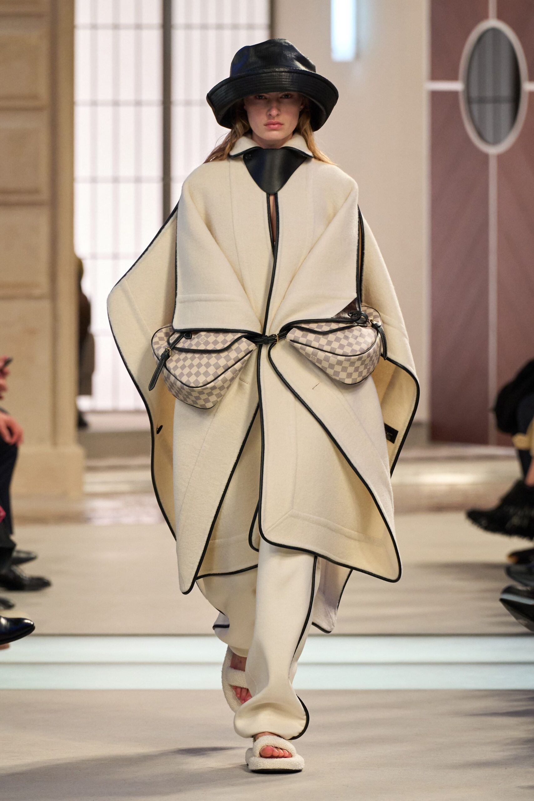 white relaxed poncho with pants
