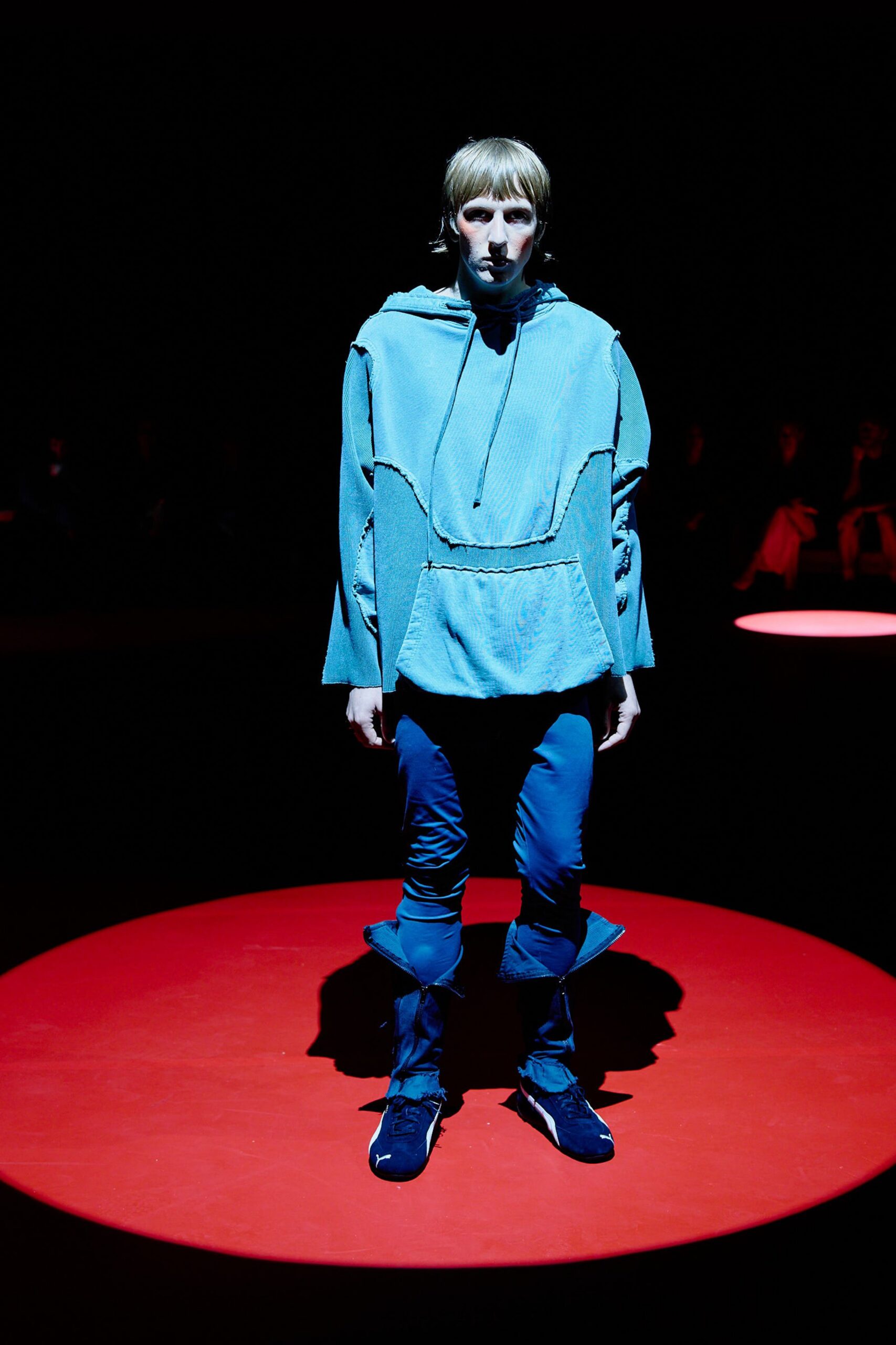 blue relaxed hoodie with fitted pants