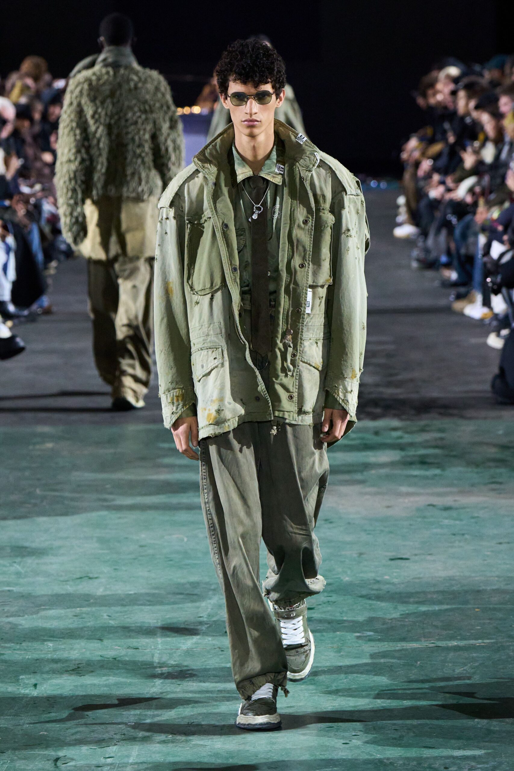 green relaxed jacket and pants