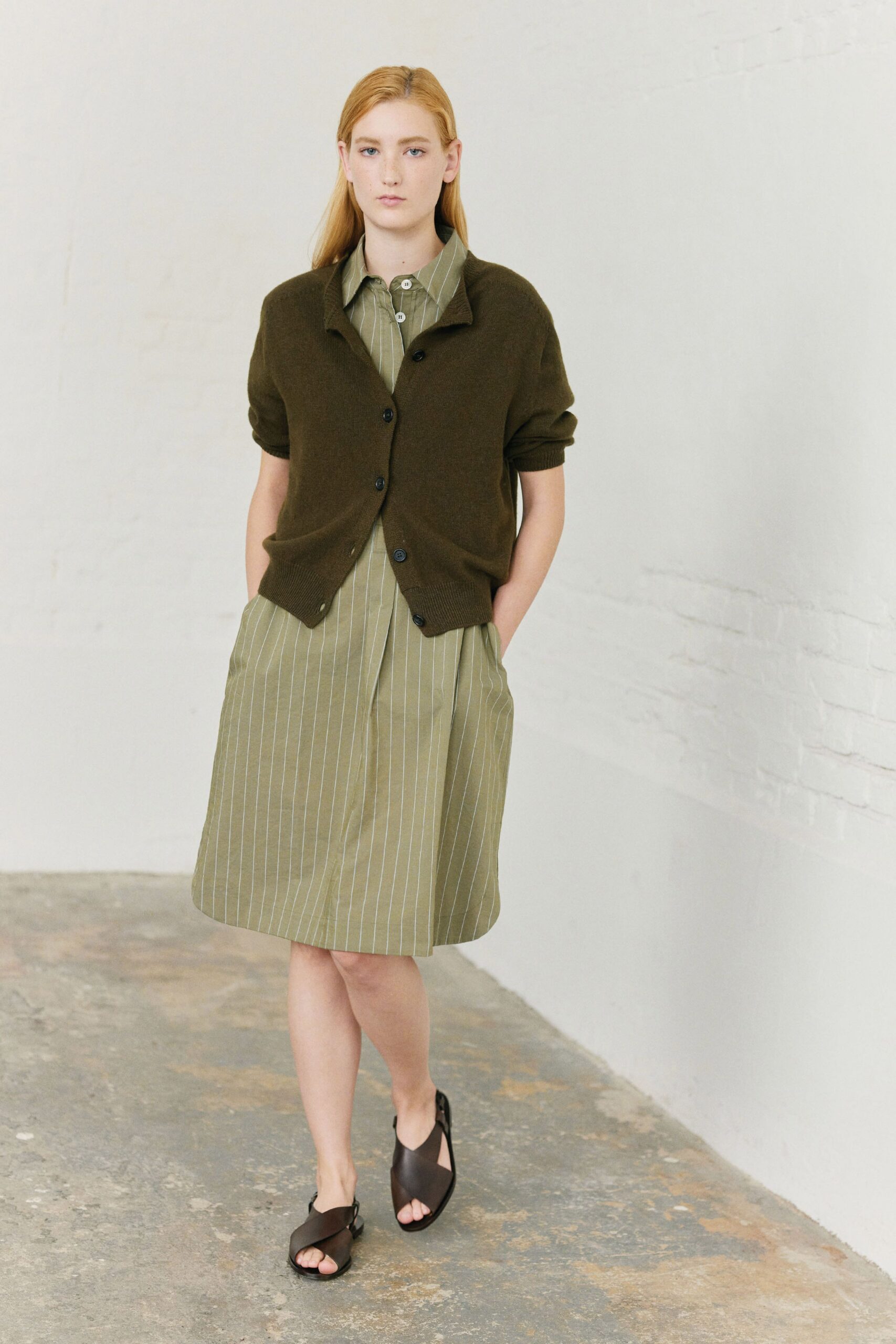 brown wool long-sleeve oversized cardigan