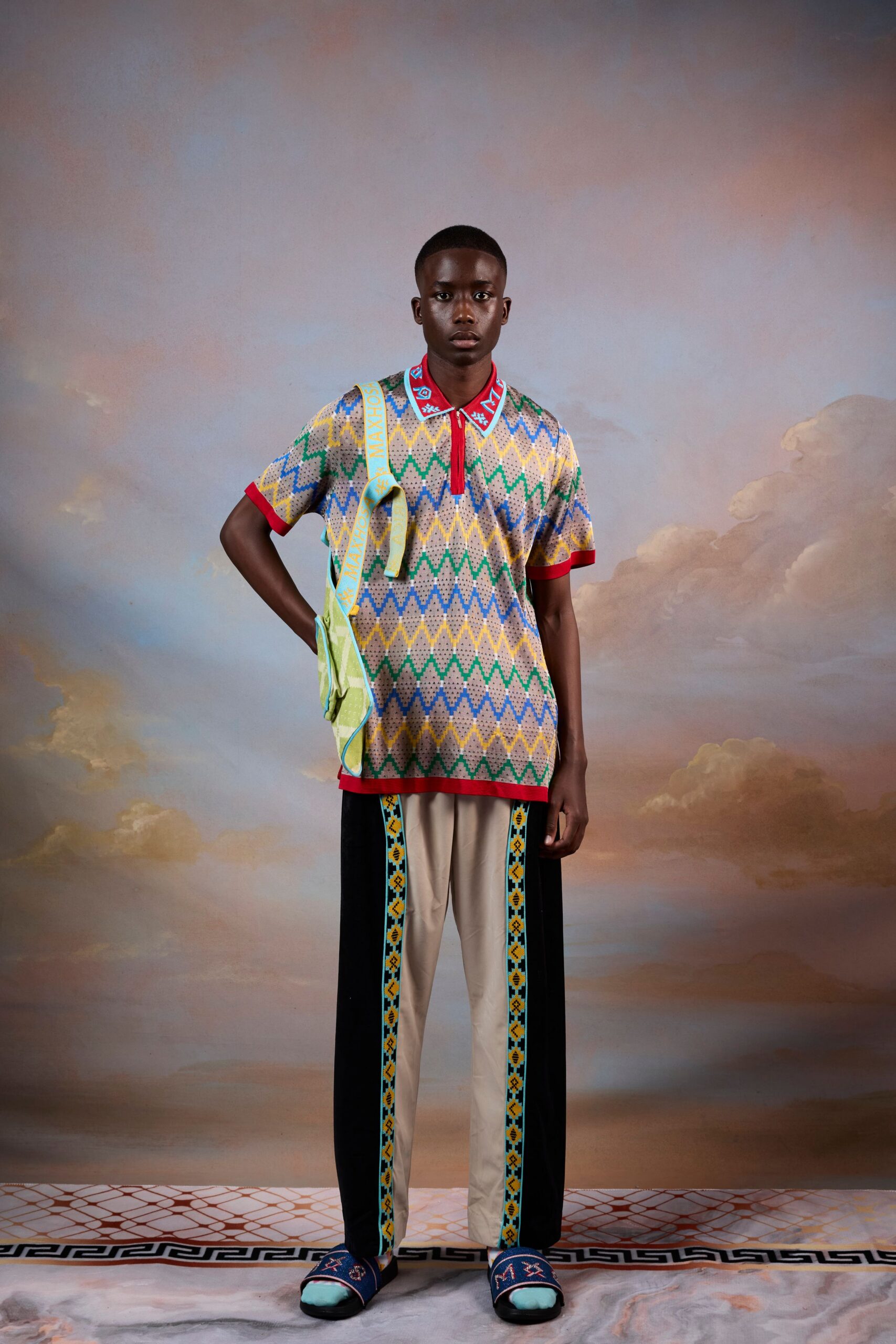 multi cotton short-sleeve collared relaxed printed shirt