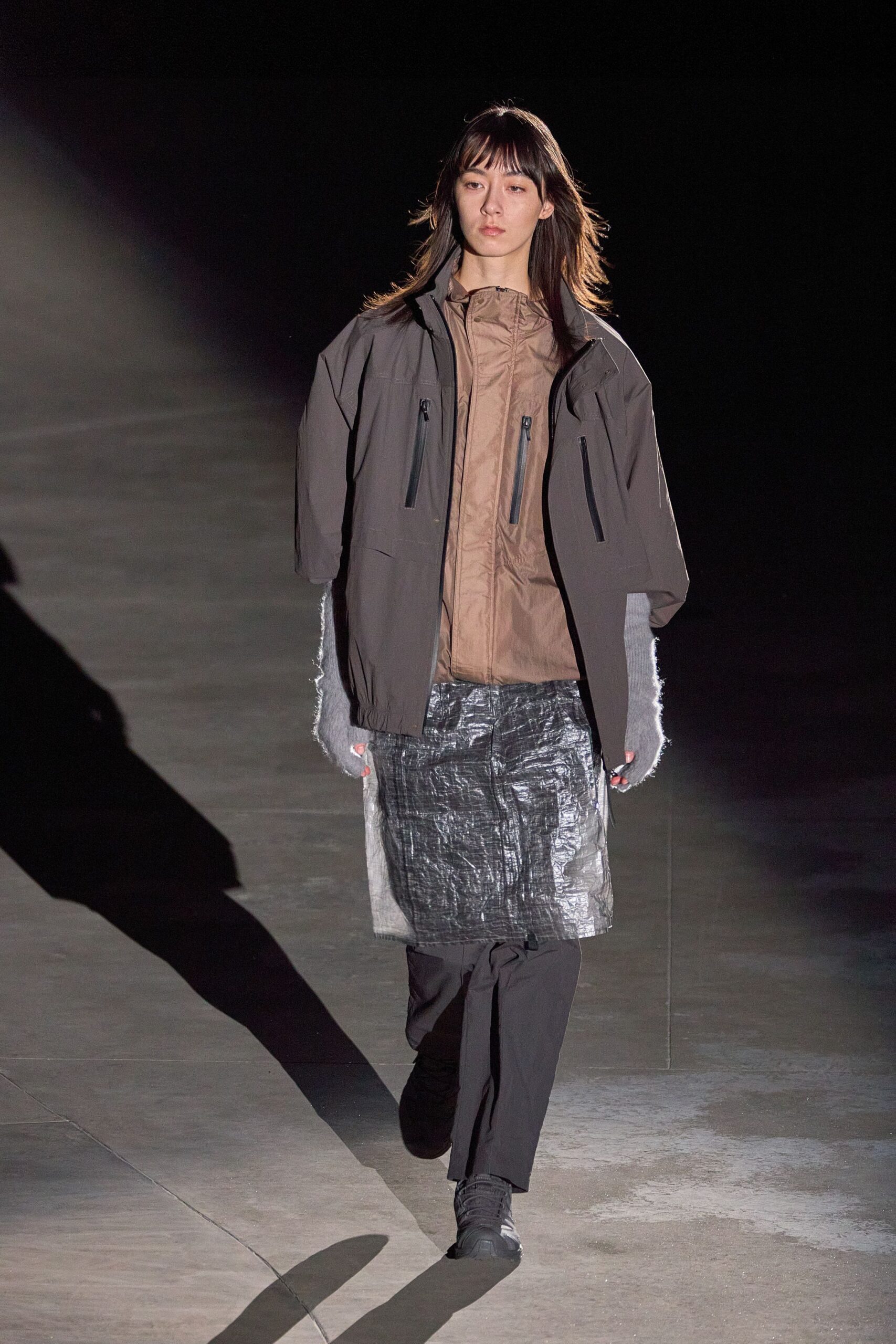 brown relaxed jacket with beige top