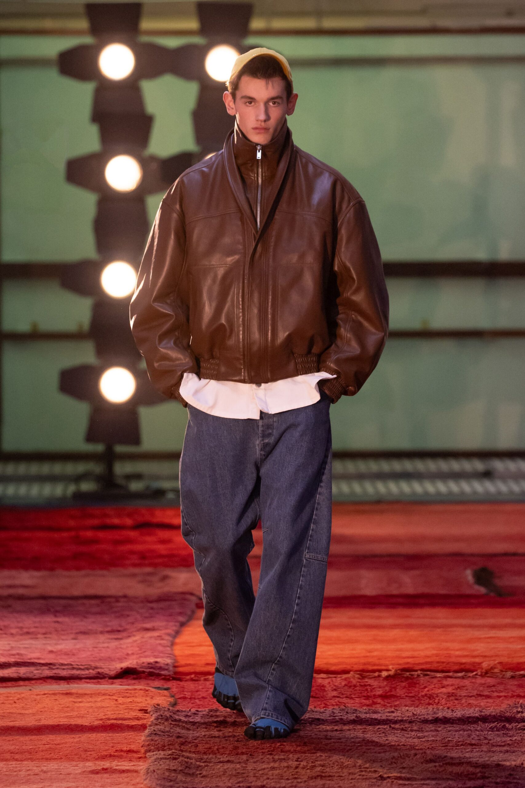 brown leather oversized jacket