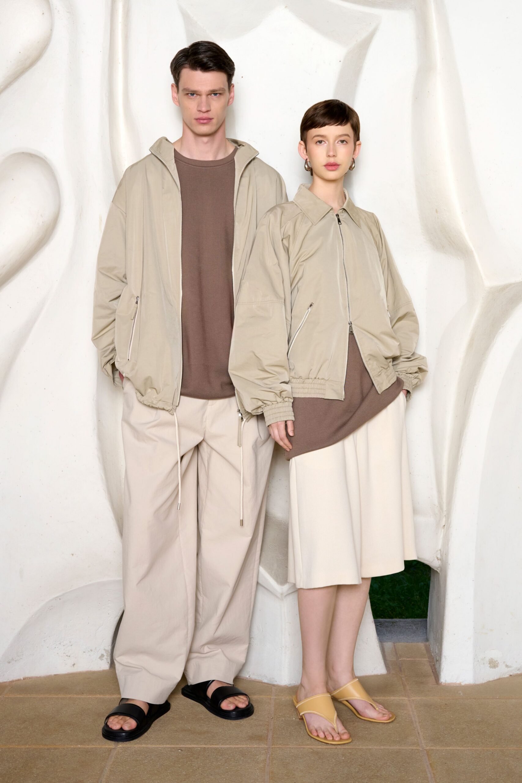 beige relaxed jacket and pants
