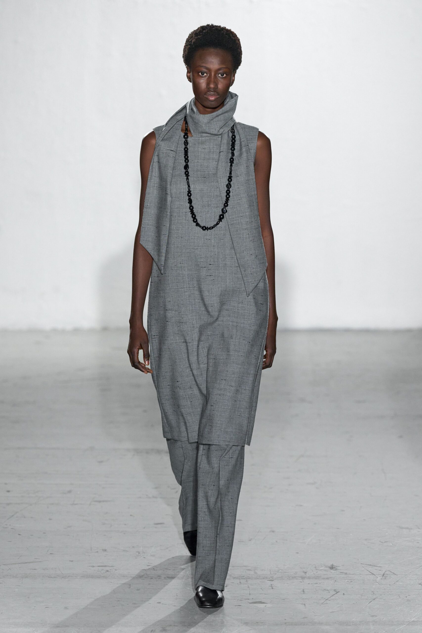 gray relaxed midi dress with pants