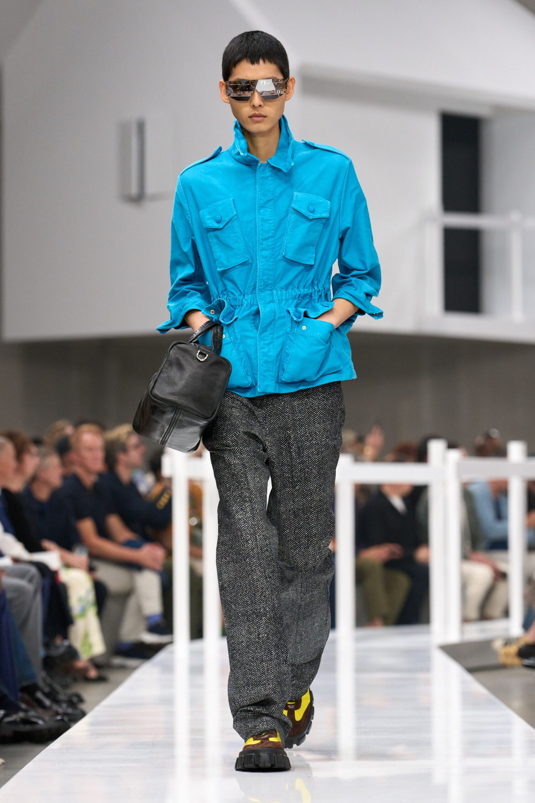 gray wool slim straight-leg pants