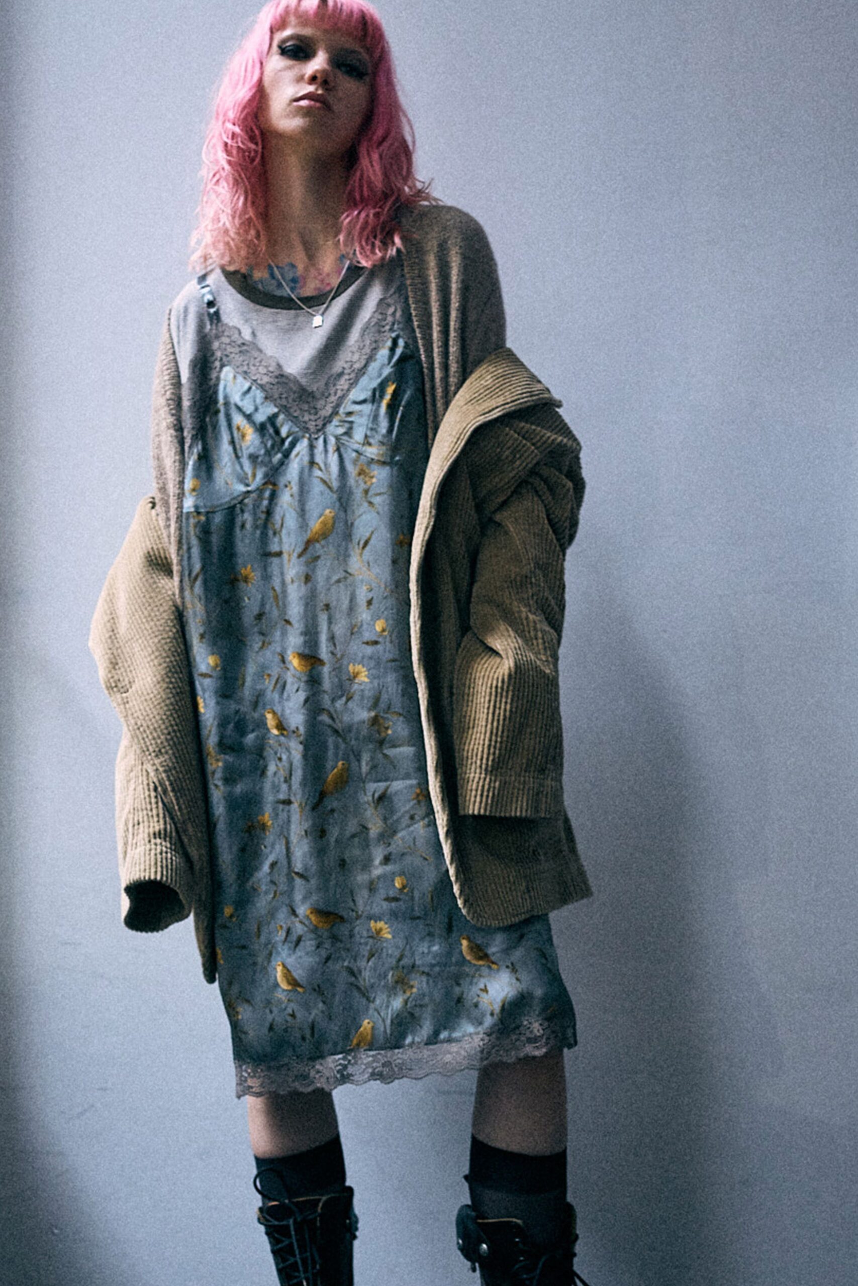 beige knit long-sleeve oversized cardigan