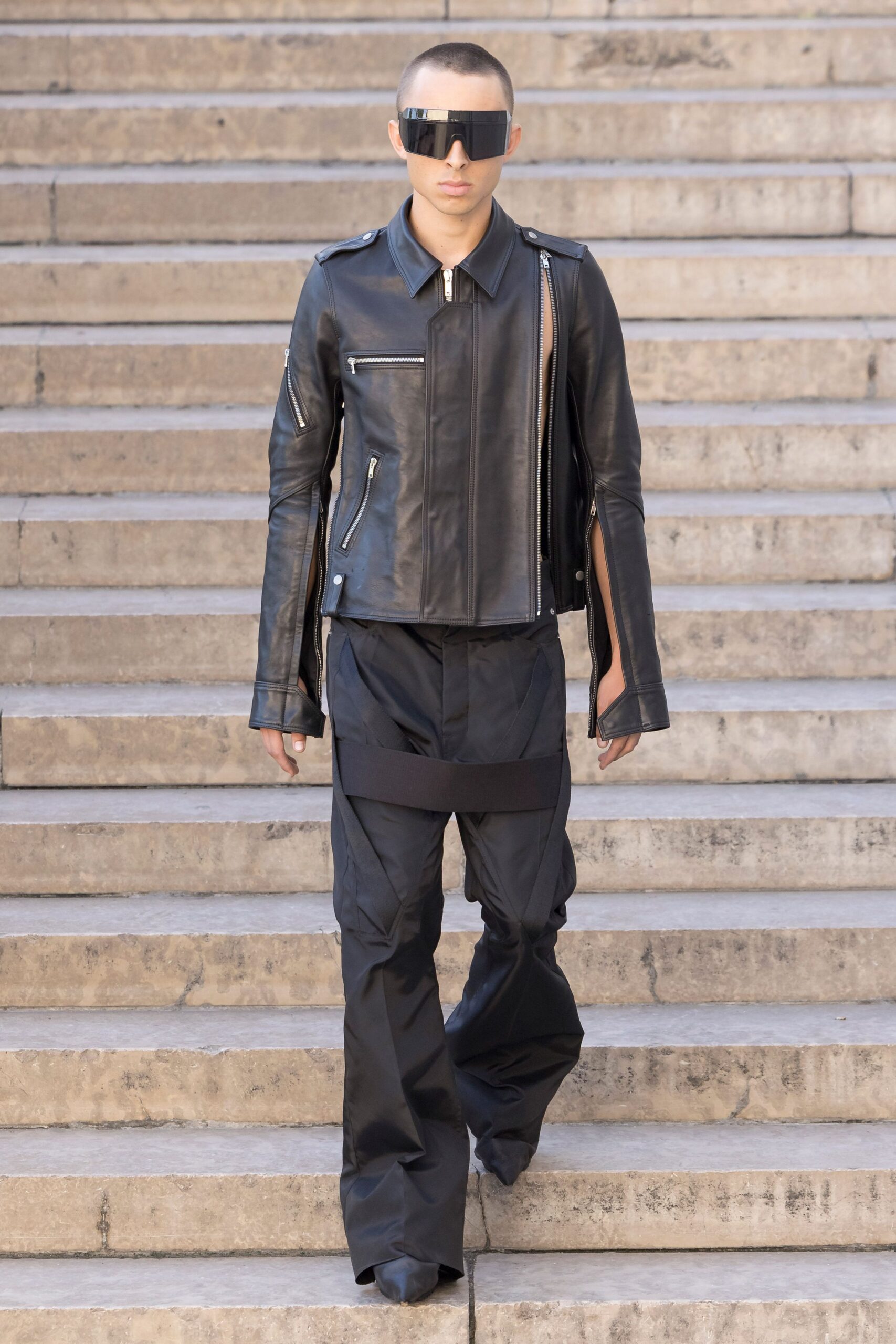 black leather jacket and pants